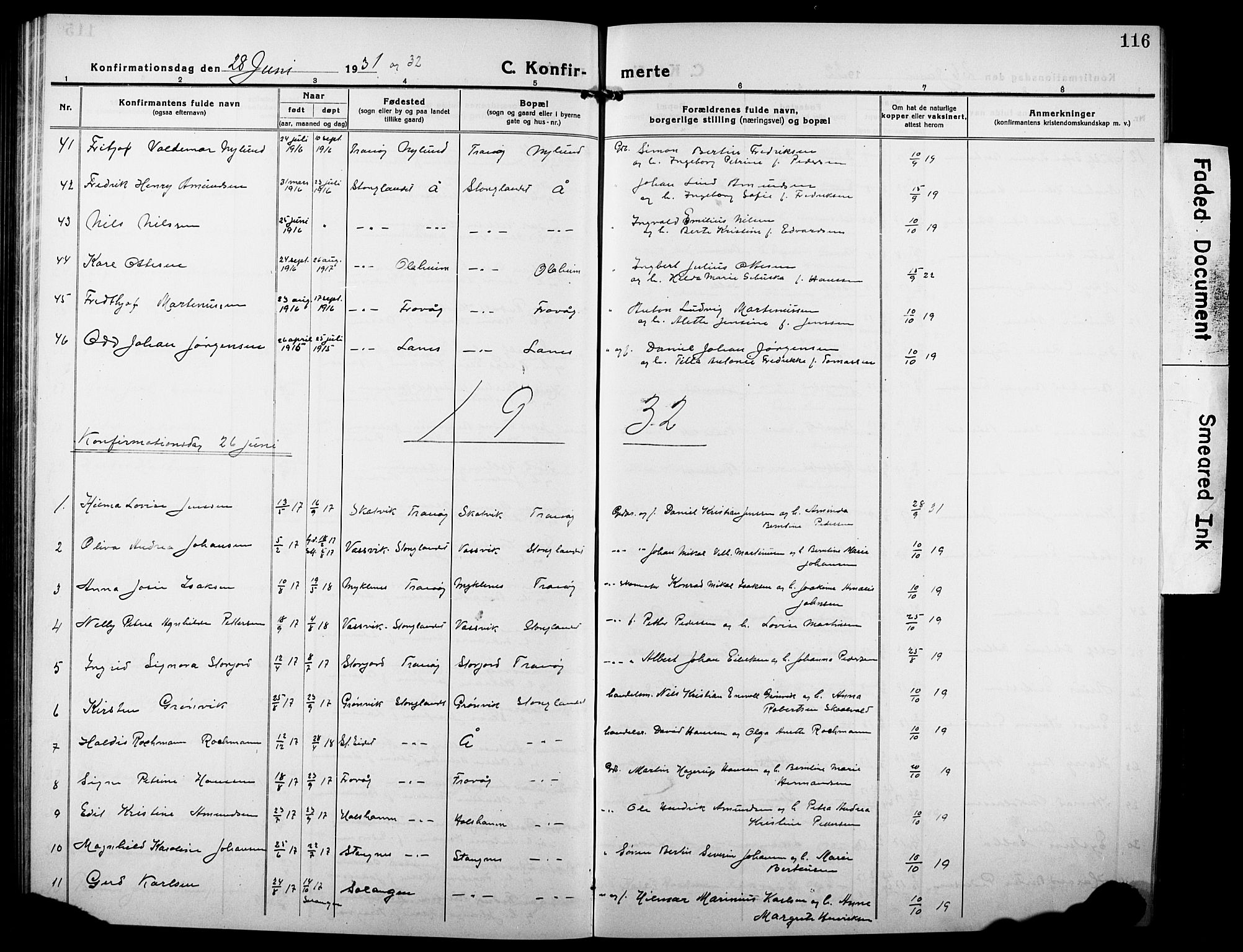 Tranøy sokneprestkontor, AV/SATØ-S-1313/I/Ia/Iab/L0006klokker: Parish register (copy) no. 6, 1919-1932, p. 116