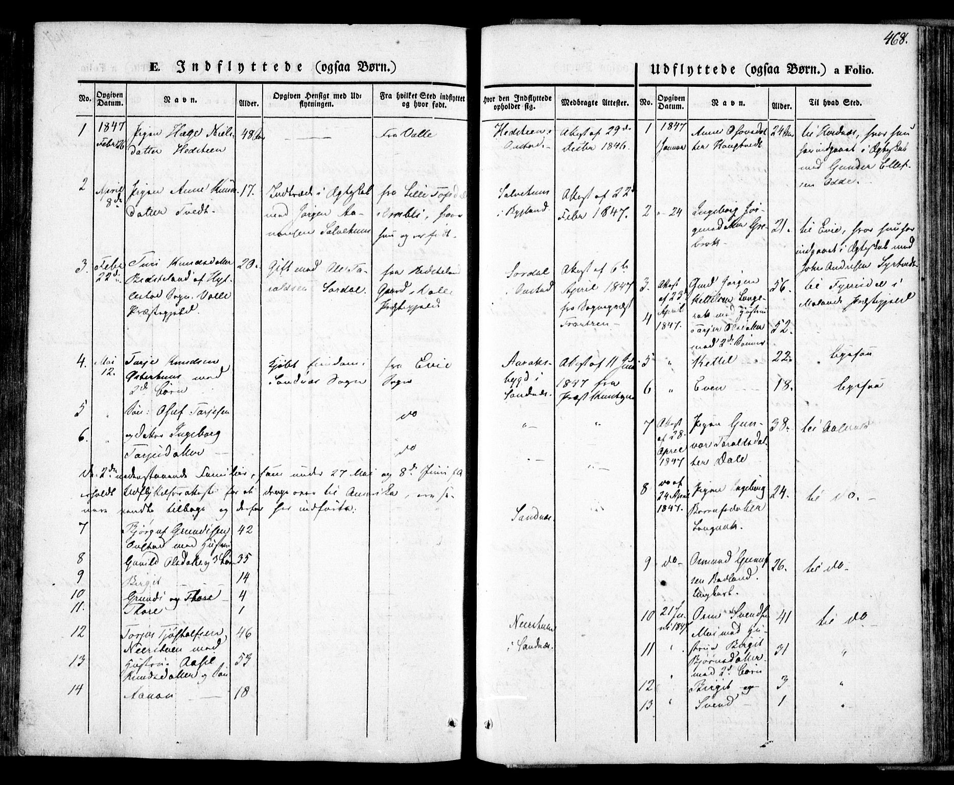Bygland sokneprestkontor, SAK/1111-0006/F/Fa/Fab/L0004: Parish register (official) no. A 4, 1842-1858, p. 468