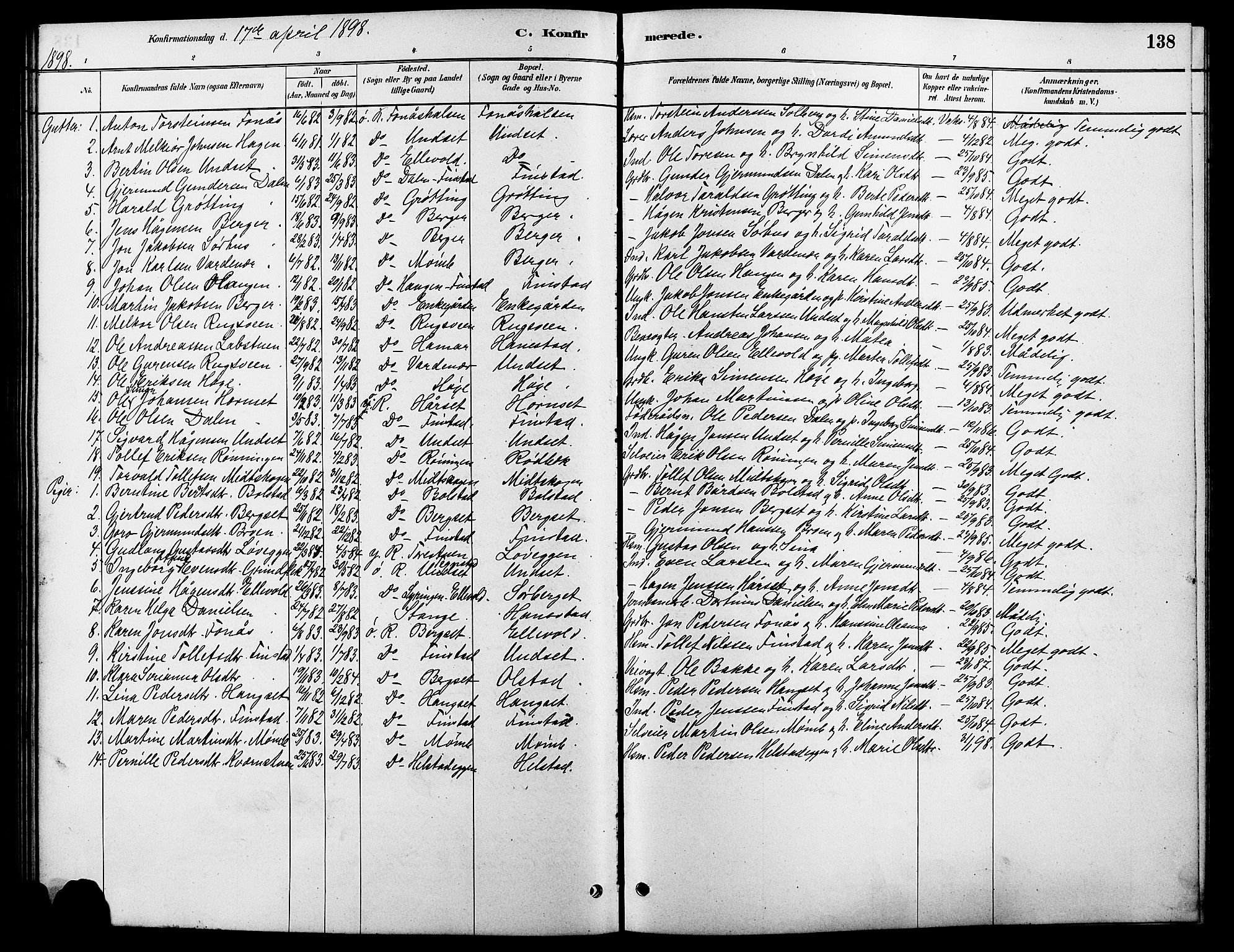 Rendalen prestekontor, SAH/PREST-054/H/Ha/Hab/L0003: Parish register (copy) no. 3, 1879-1904, p. 138