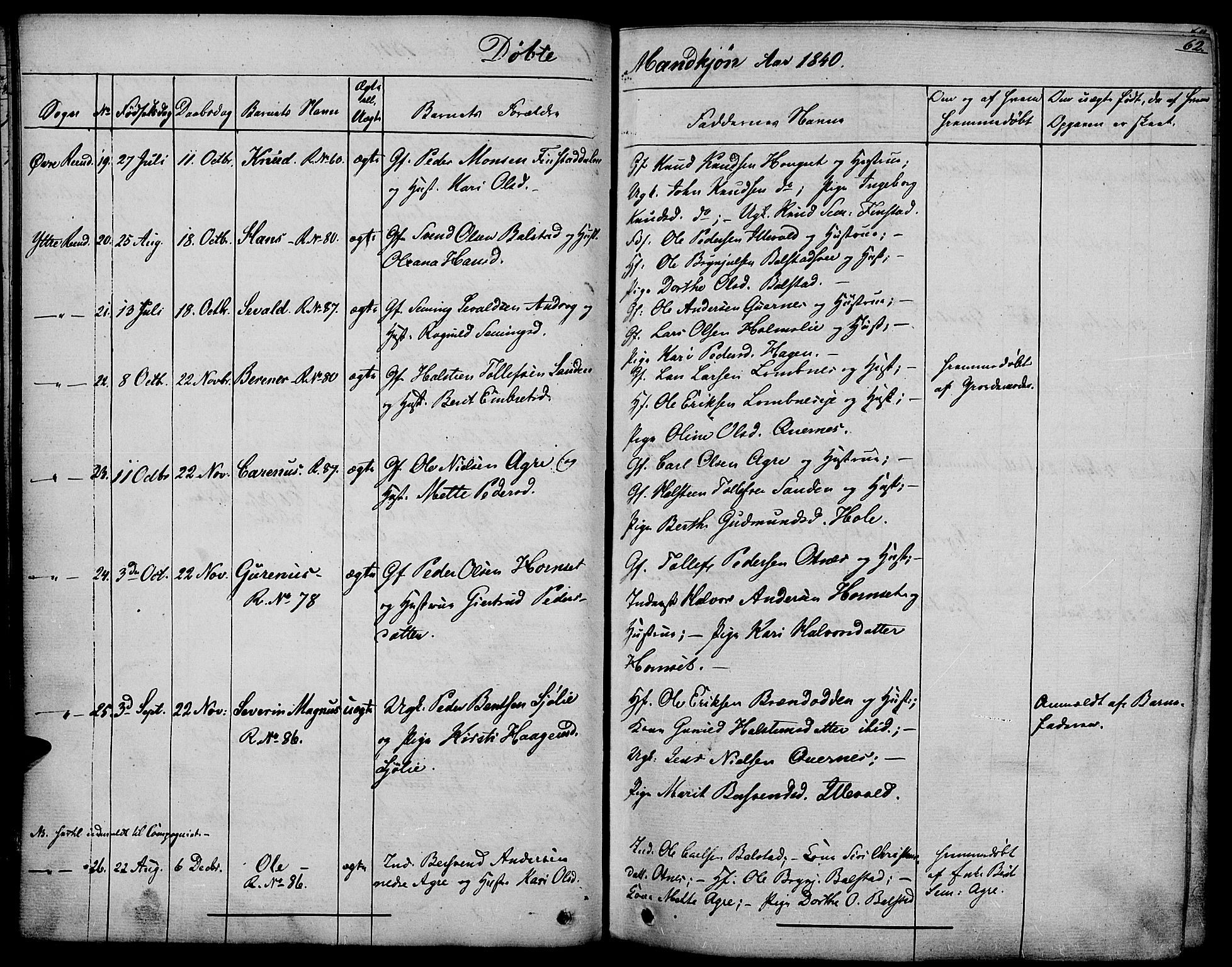 Rendalen prestekontor, AV/SAH-PREST-054/H/Ha/Haa/L0004: Parish register (official) no. 4, 1829-1852, p. 62