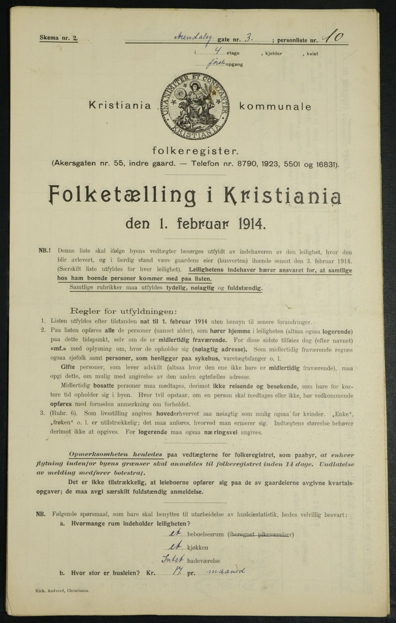 OBA, Municipal Census 1914 for Kristiania, 1914, p. 2073