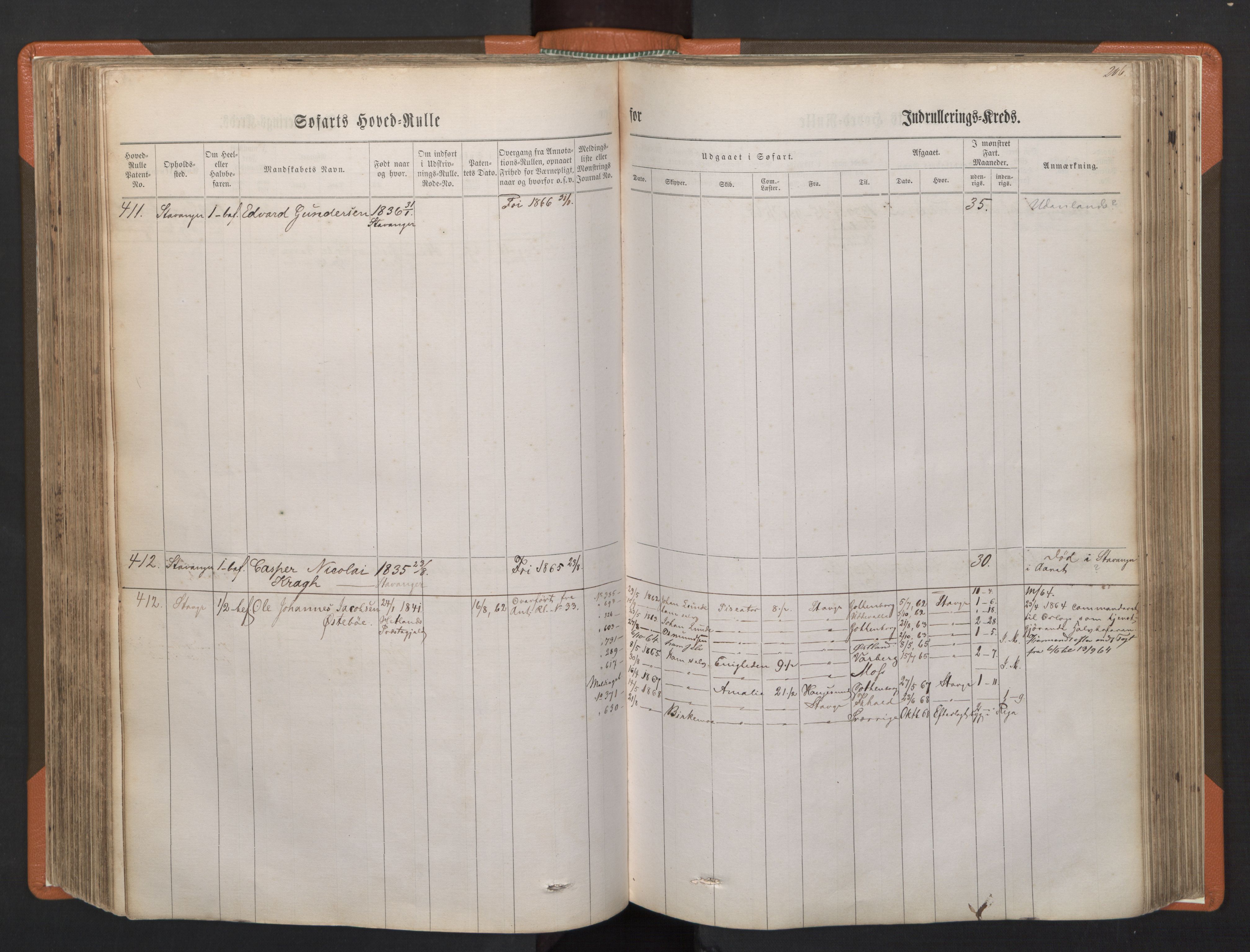 Stavanger sjømannskontor, AV/SAST-A-102006/F/Fb/Fbb/L0001: Sjøfartshovedrulle, patentnr. 1-720 (del 1), 1860-1863, p. 210