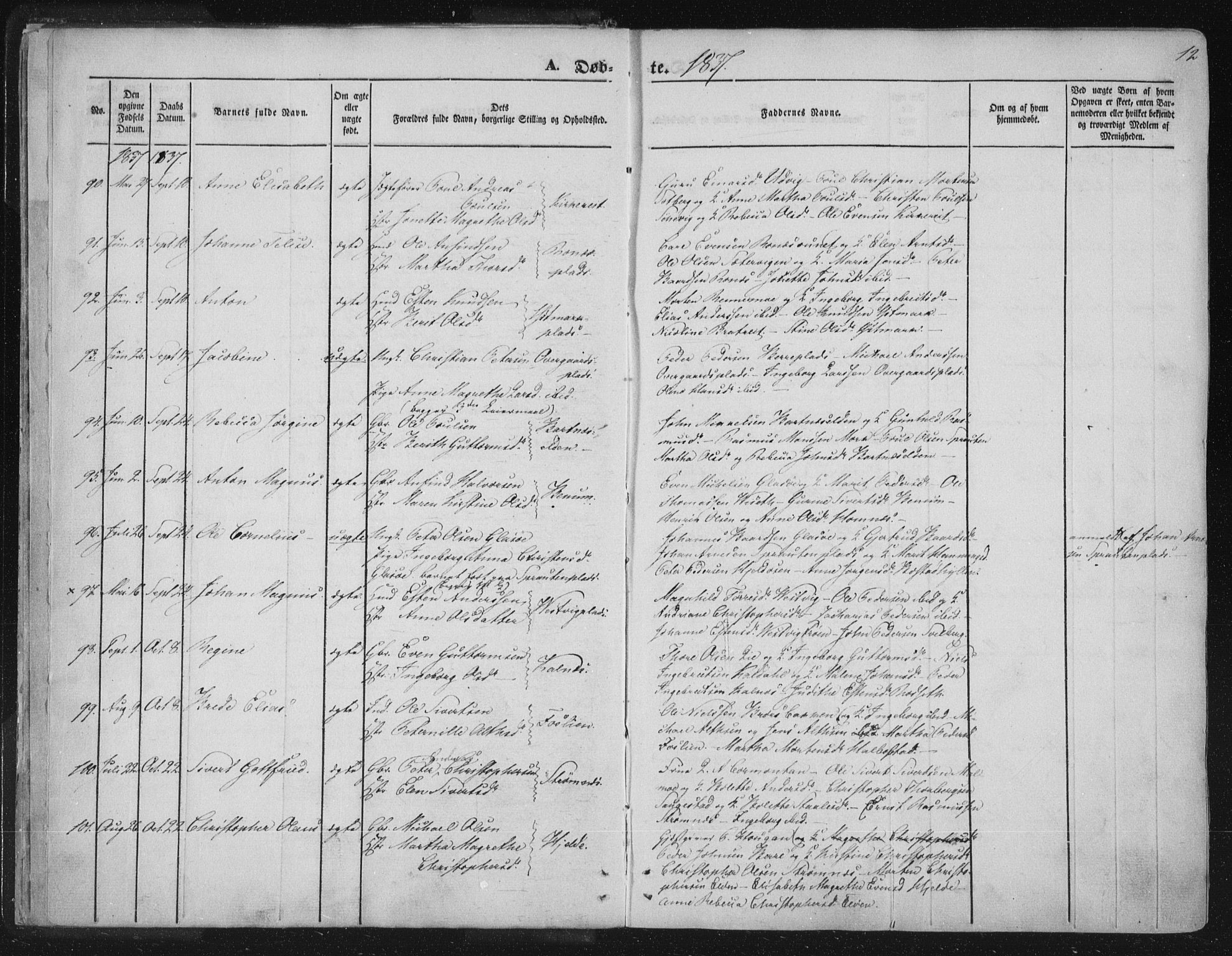 Ministerialprotokoller, klokkerbøker og fødselsregistre - Nord-Trøndelag, AV/SAT-A-1458/741/L0392: Parish register (official) no. 741A06, 1836-1848, p. 12