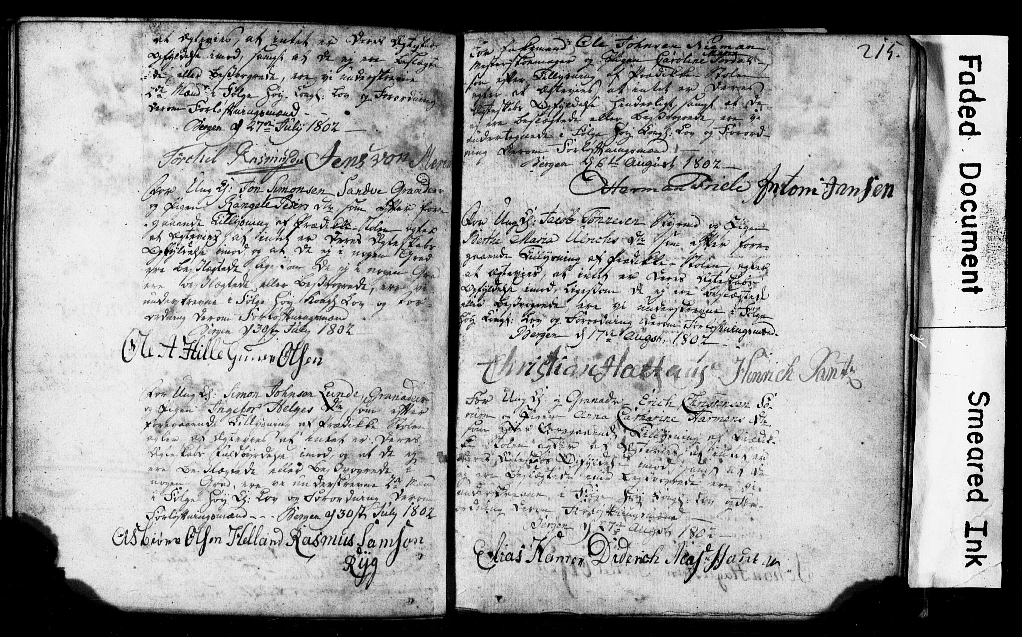 Korskirken sokneprestembete, AV/SAB-A-76101: Best man's statements no. II.5.1, 1776-1816, p. 215