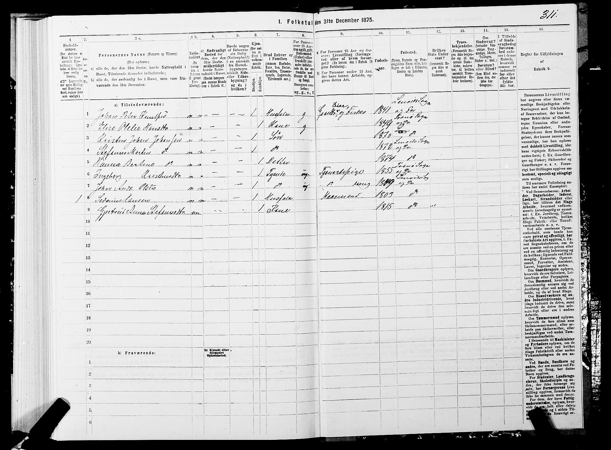 SATØ, 1875 census for 1931P Lenvik, 1875, p. 2311