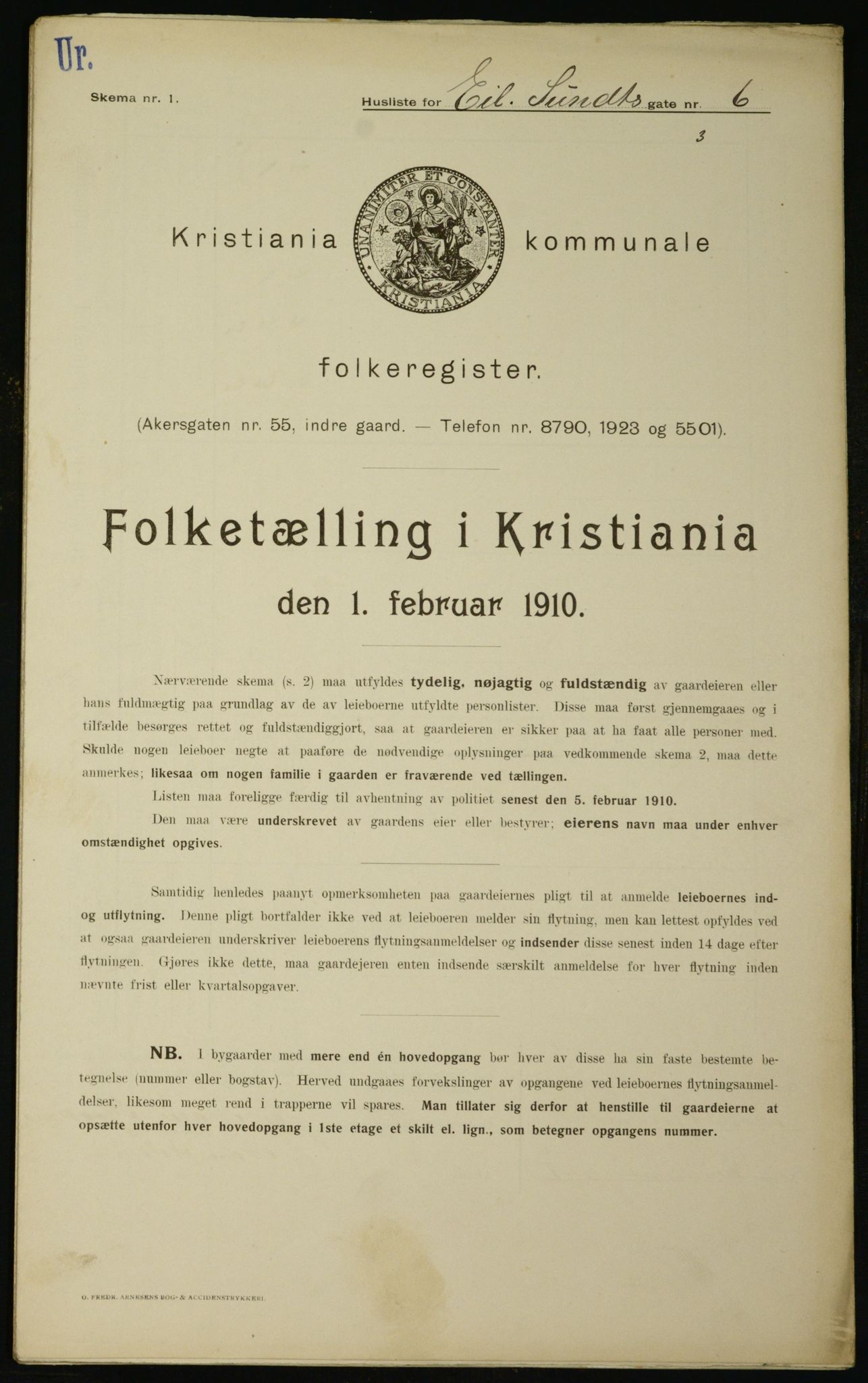 OBA, Municipal Census 1910 for Kristiania, 1910, p. 17822