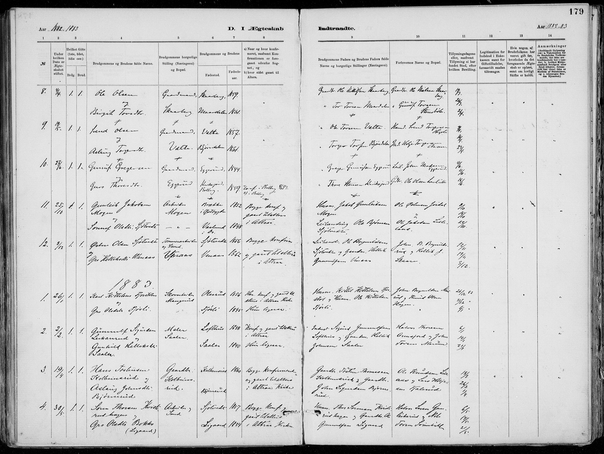 Tinn kirkebøker, SAKO/A-308/F/Fa/L0007: Parish register (official) no. I 7, 1878-1922, p. 179