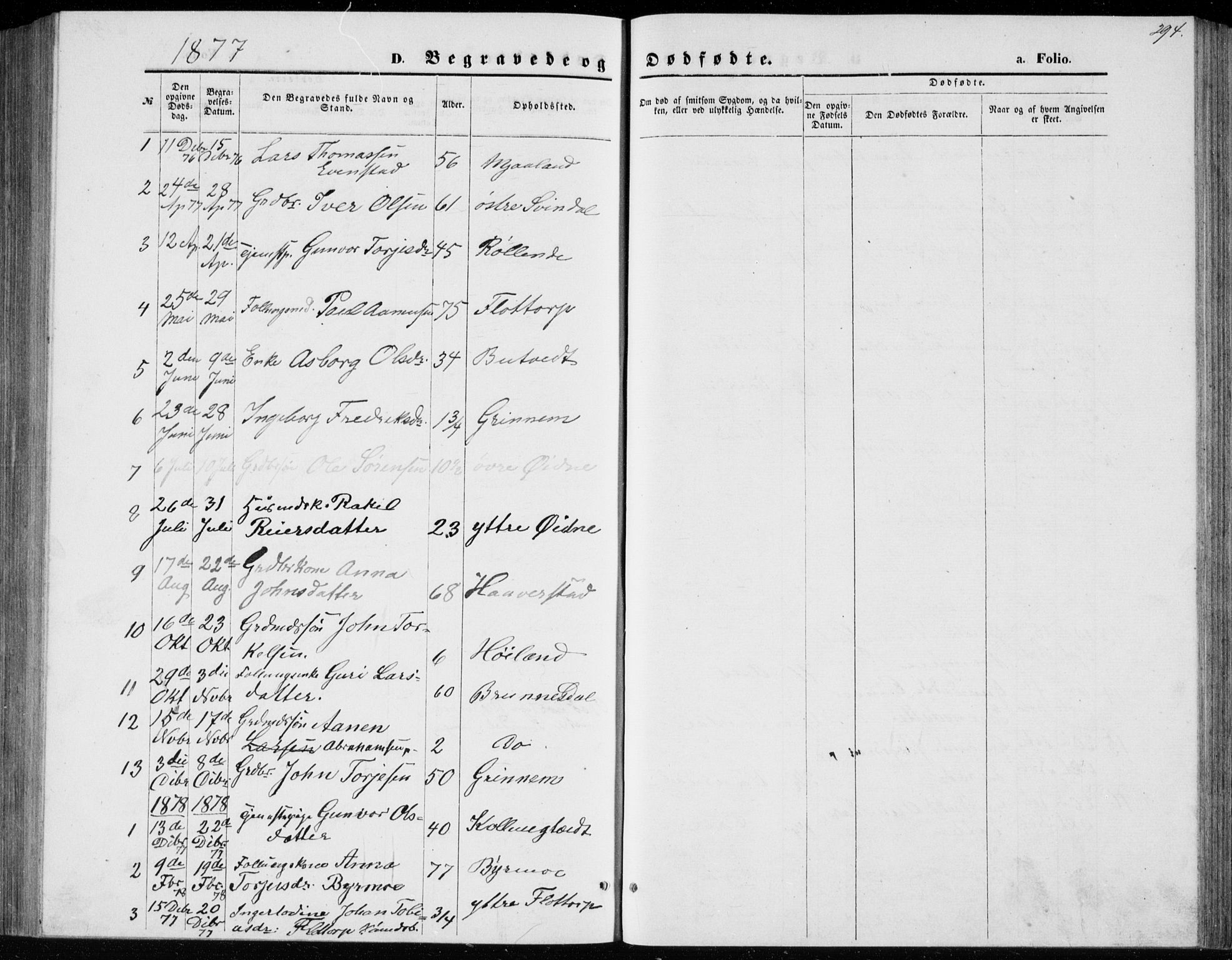 Bjelland sokneprestkontor, SAK/1111-0005/F/Fb/Fbc/L0002: Parish register (copy) no. B 2, 1867-1887, p. 294