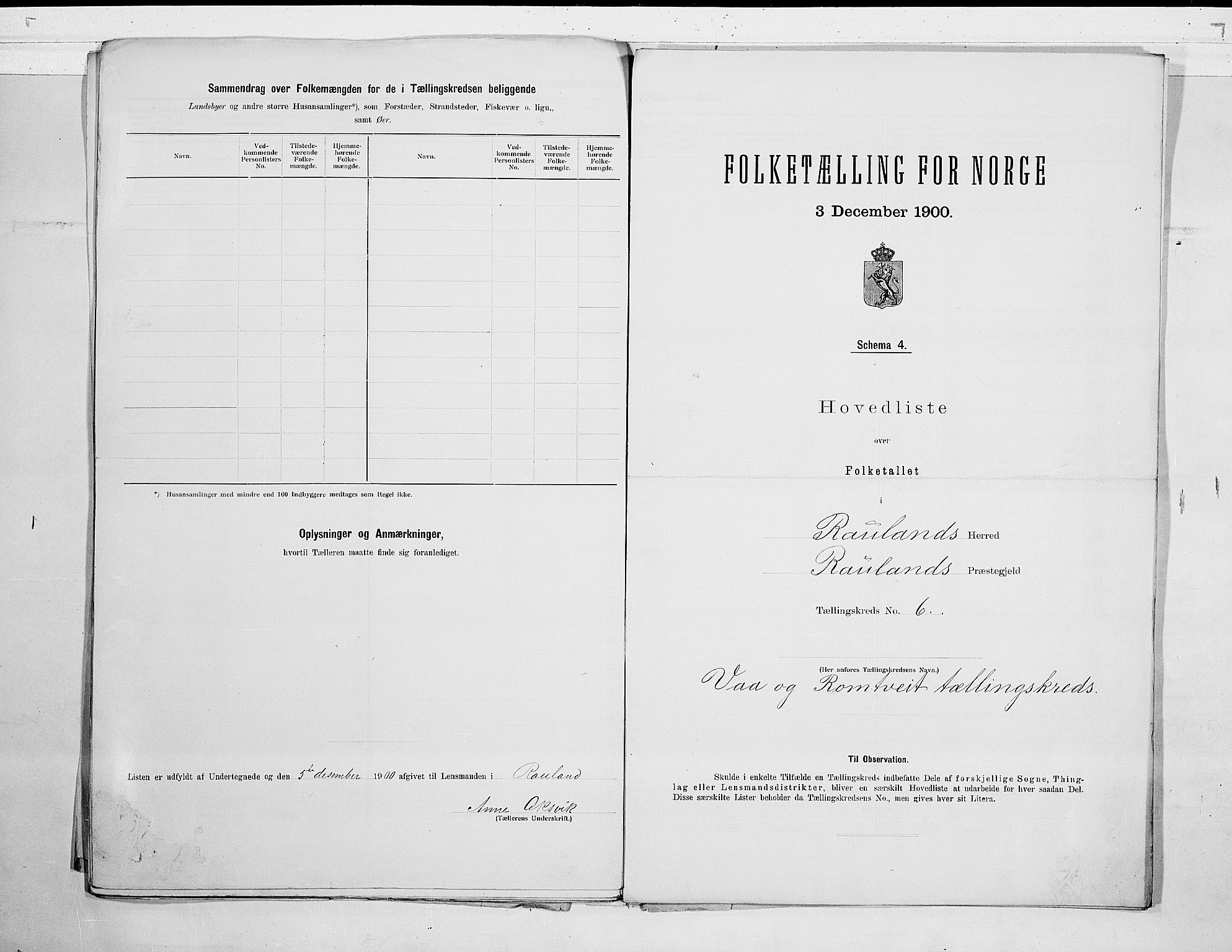 SAKO, 1900 census for Rauland, 1900, p. 14