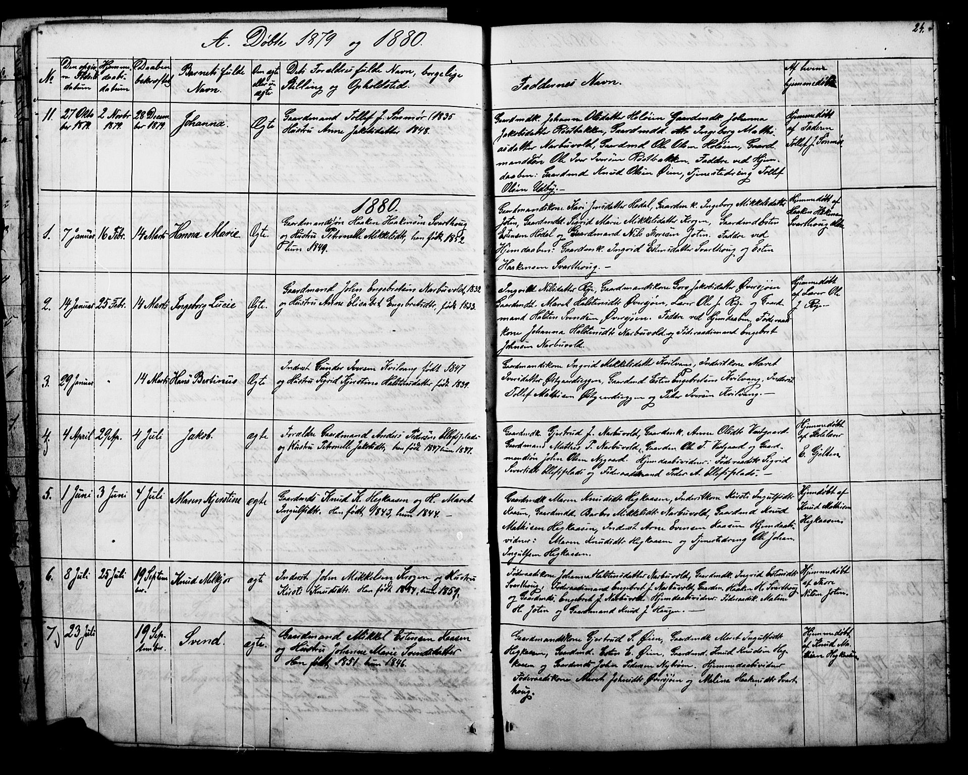 Tolga prestekontor, SAH/PREST-062/L/L0006: Parish register (copy) no. 6, 1864-1894, p. 24