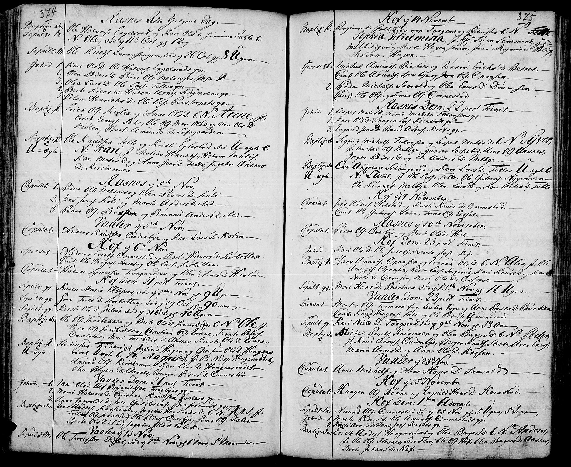 Hof prestekontor, AV/SAH-PREST-038/H/Ha/Haa/L0003: Parish register (official) no. 3, 1750-1789, p. 374-375