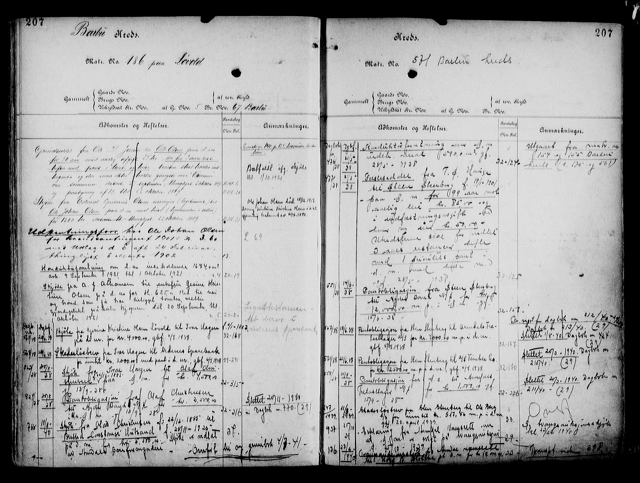 Arendal byfogd, AV/SAK-1222-0001/G/Ga/L0014: Mortgage register no. 12, 1865-1960, p. 207