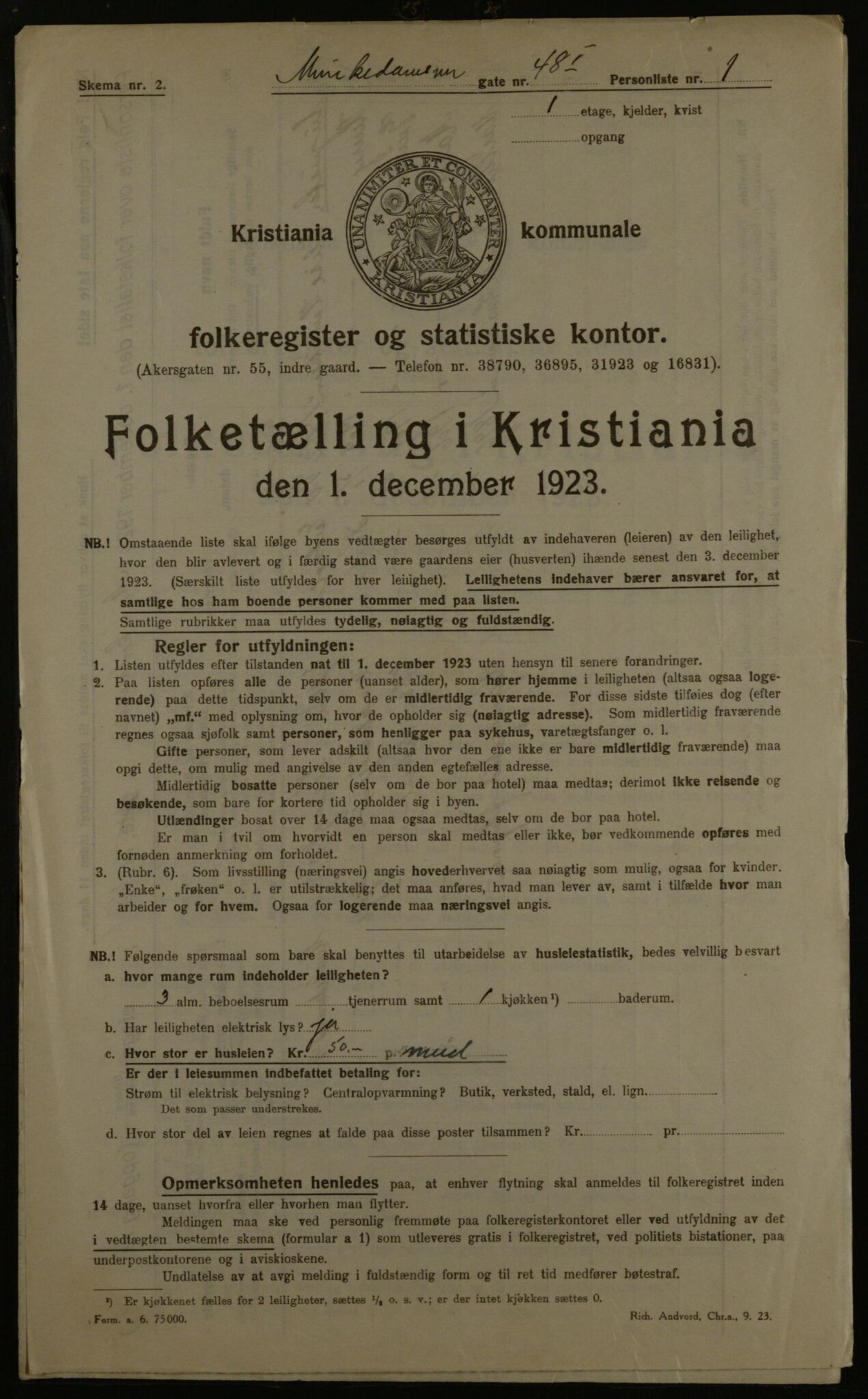 OBA, Municipal Census 1923 for Kristiania, 1923, p. 74331