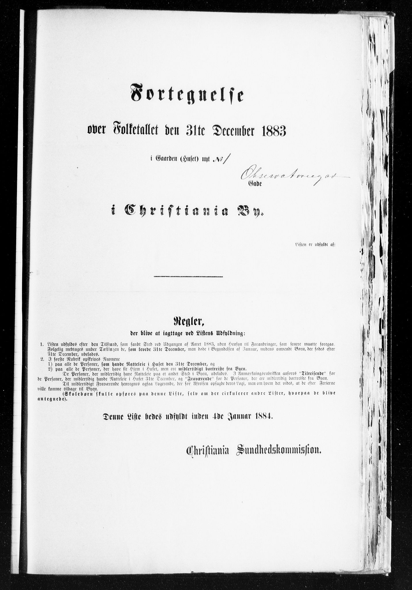 OBA, Municipal Census 1883 for Kristiania, 1883, p. 3137