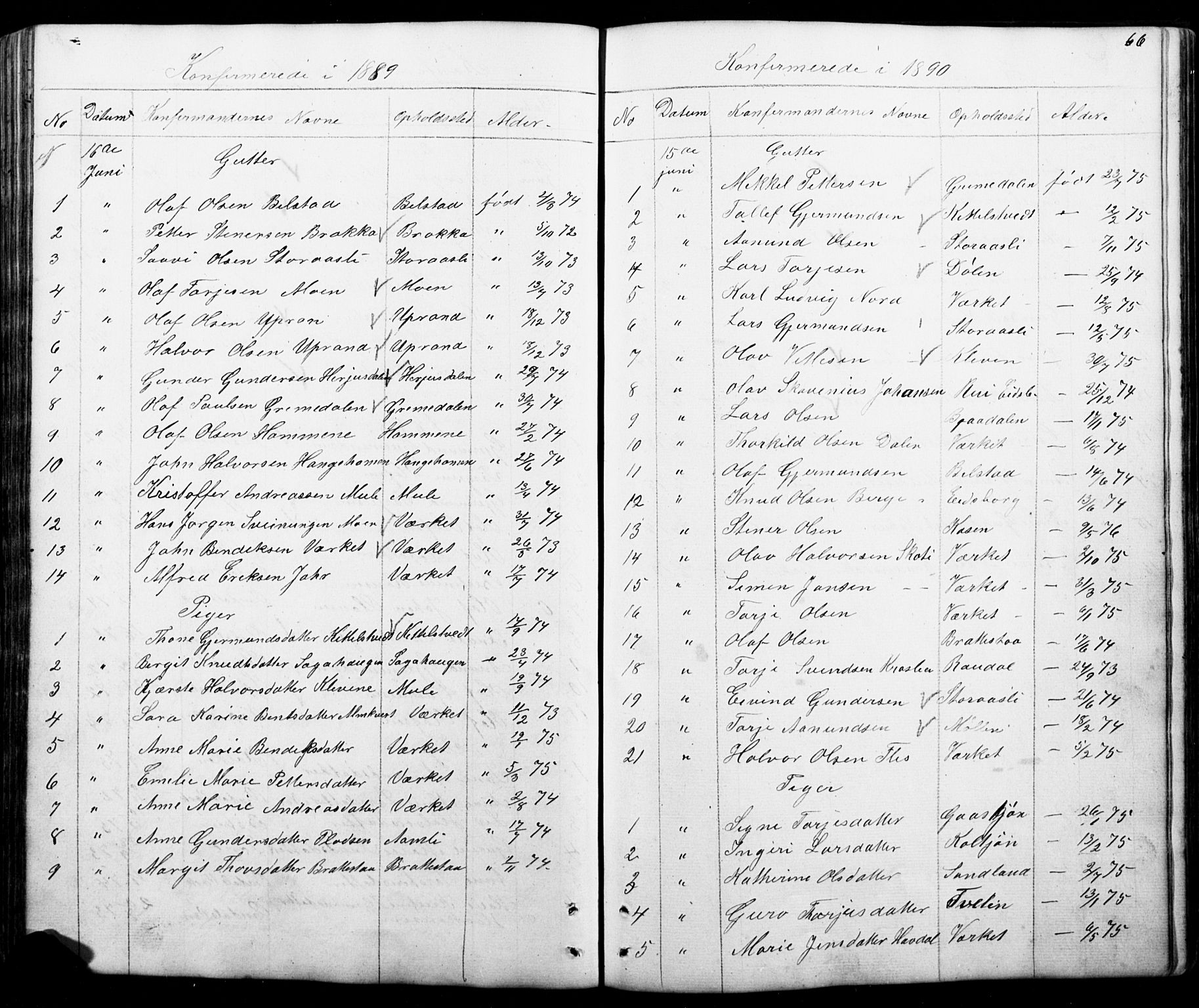 Mo kirkebøker, SAKO/A-286/G/Gb/L0002: Parish register (copy) no. II 2, 1851-1890, p. 66