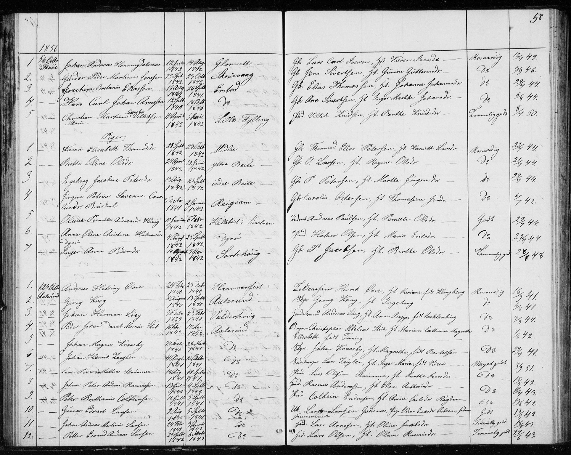 Ministerialprotokoller, klokkerbøker og fødselsregistre - Møre og Romsdal, AV/SAT-A-1454/528/L0416: Curate's parish register no. 528B04, 1853-1857, p. 58