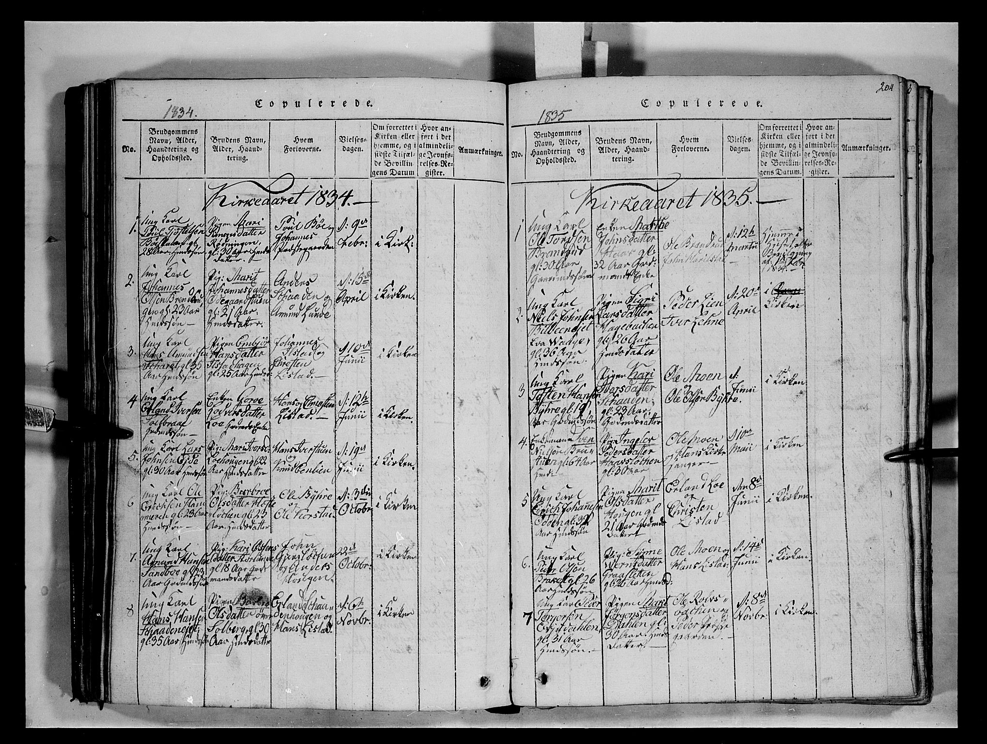 Fron prestekontor, SAH/PREST-078/H/Ha/Hab/L0004: Parish register (copy) no. 4, 1816-1850, p. 204