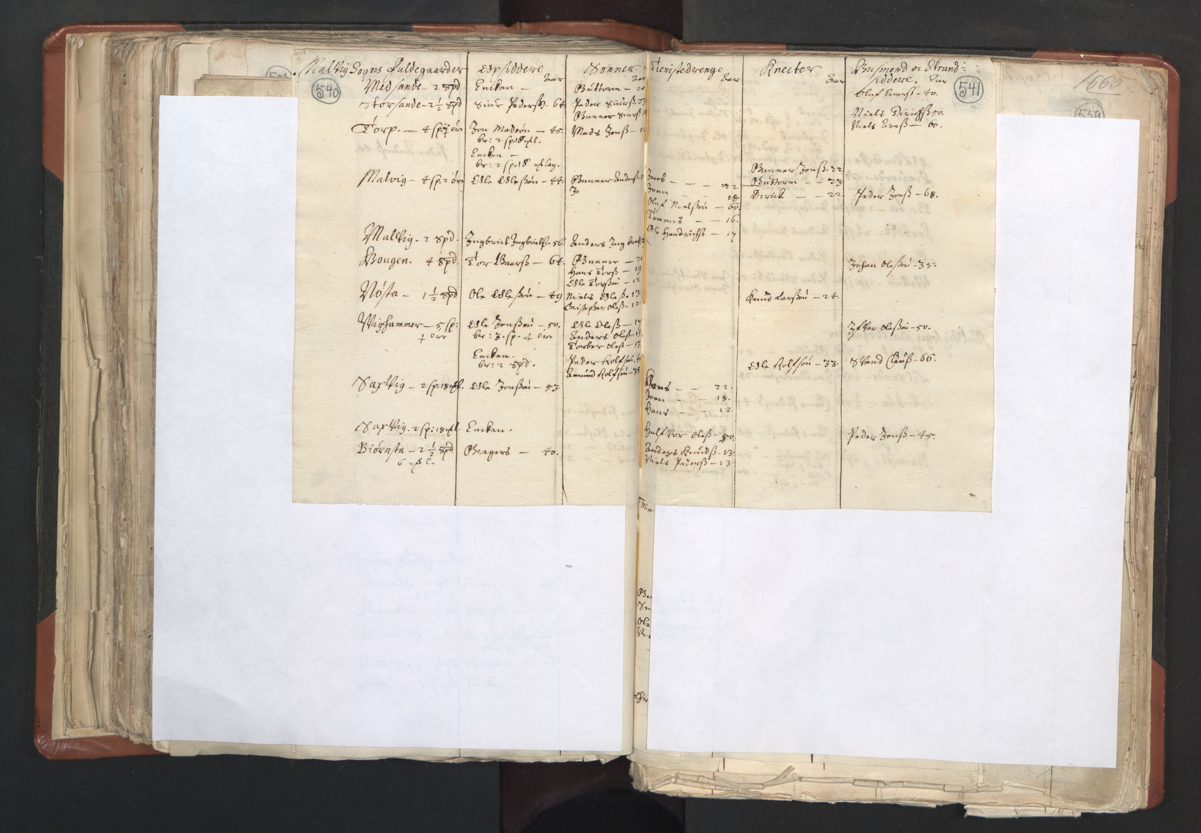 RA, Vicar's Census 1664-1666, no. 31: Dalane deanery, 1664-1666, p. 540-541