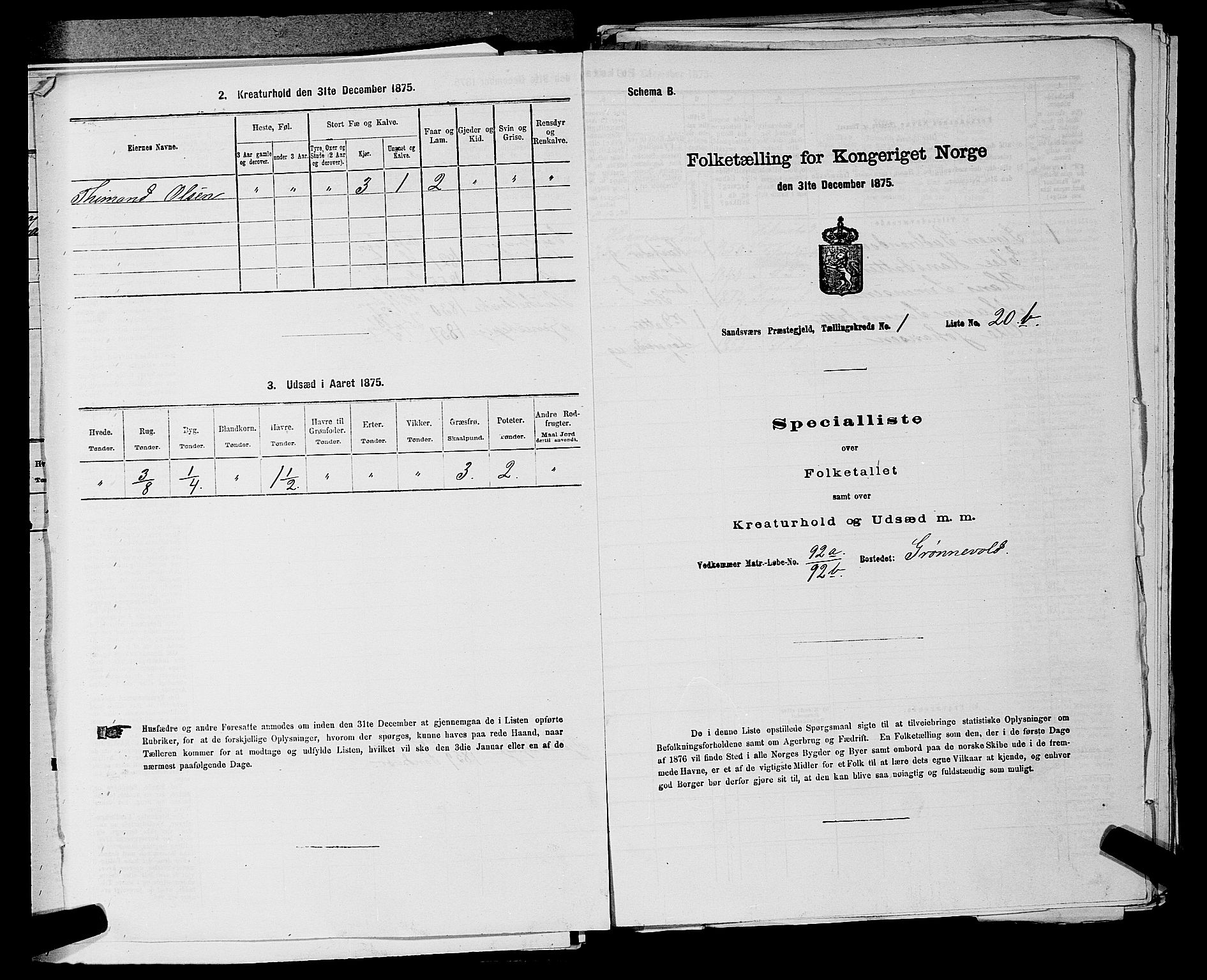 SAKO, 1875 census for 0629P Sandsvær, 1875, p. 340