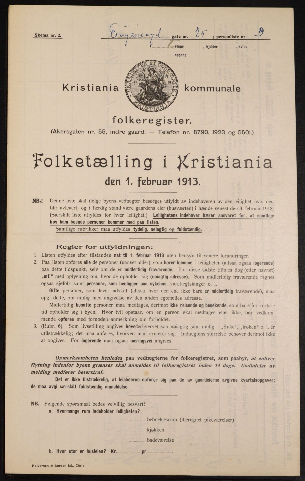 OBA, Municipal Census 1913 for Kristiania, 1913, p. 22989