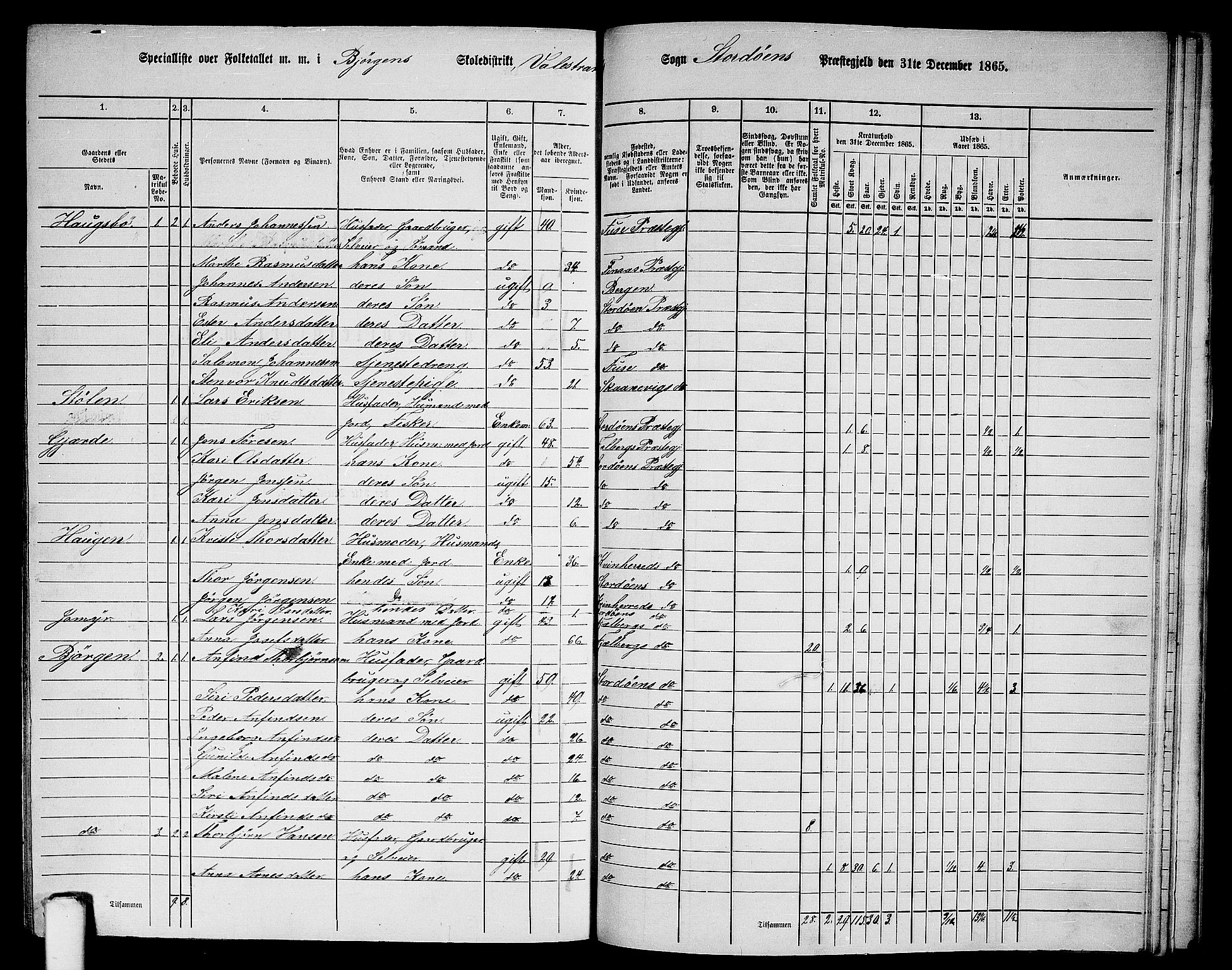 RA, 1865 census for Stord, 1865, p. 123