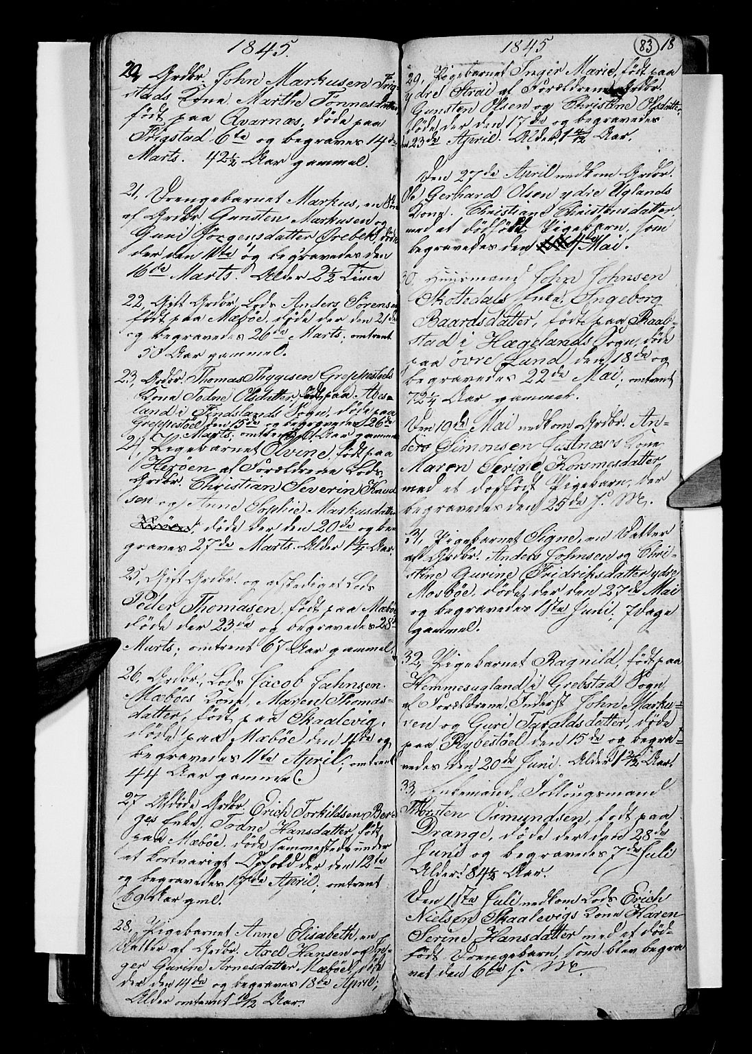 Oddernes sokneprestkontor, SAK/1111-0033/F/Fb/Fba/L0004: Parish register (copy) no. B 4, 1837-1846, p. 83