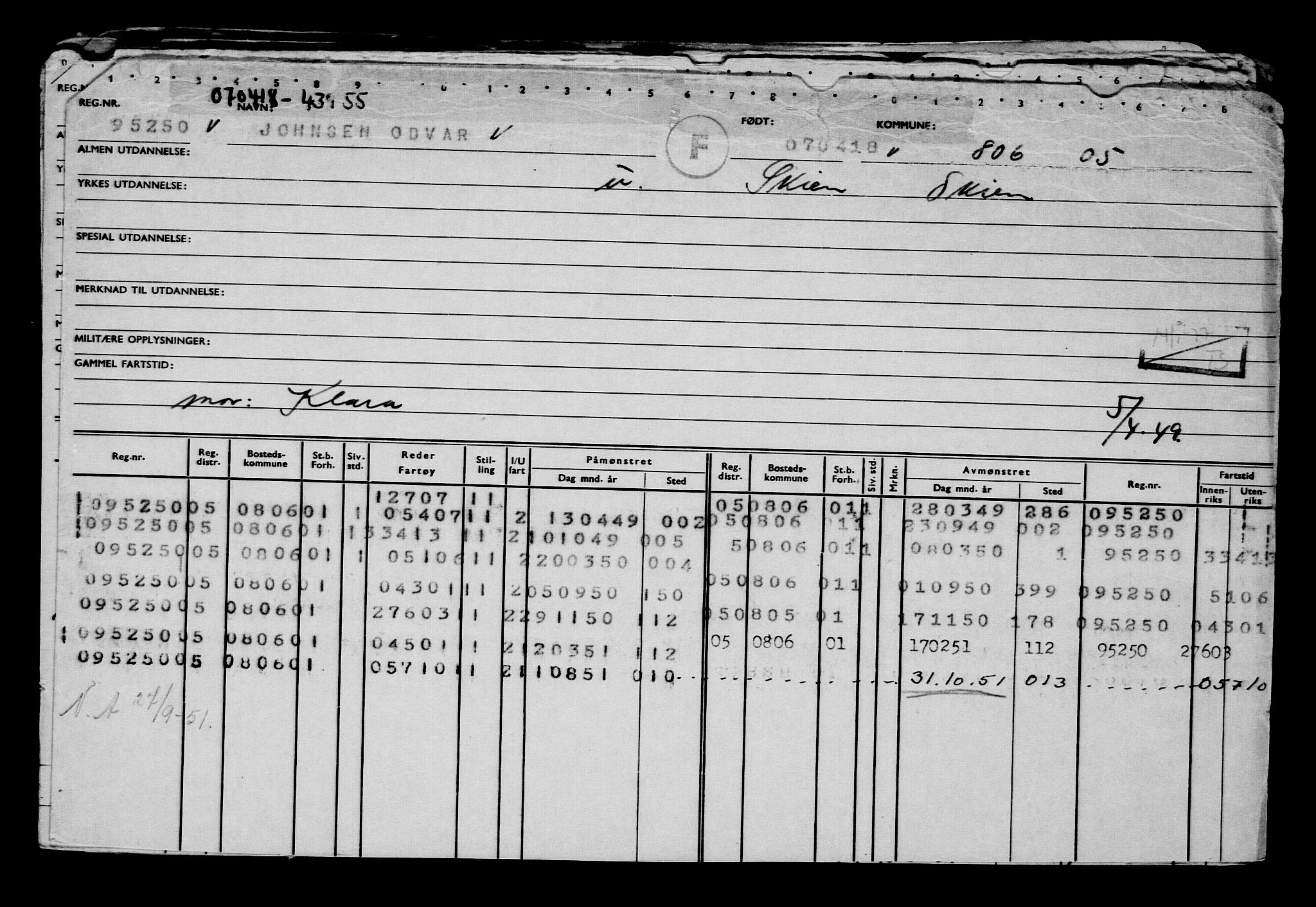 Direktoratet for sjømenn, AV/RA-S-3545/G/Gb/L0157: Hovedkort, 1918, p. 133