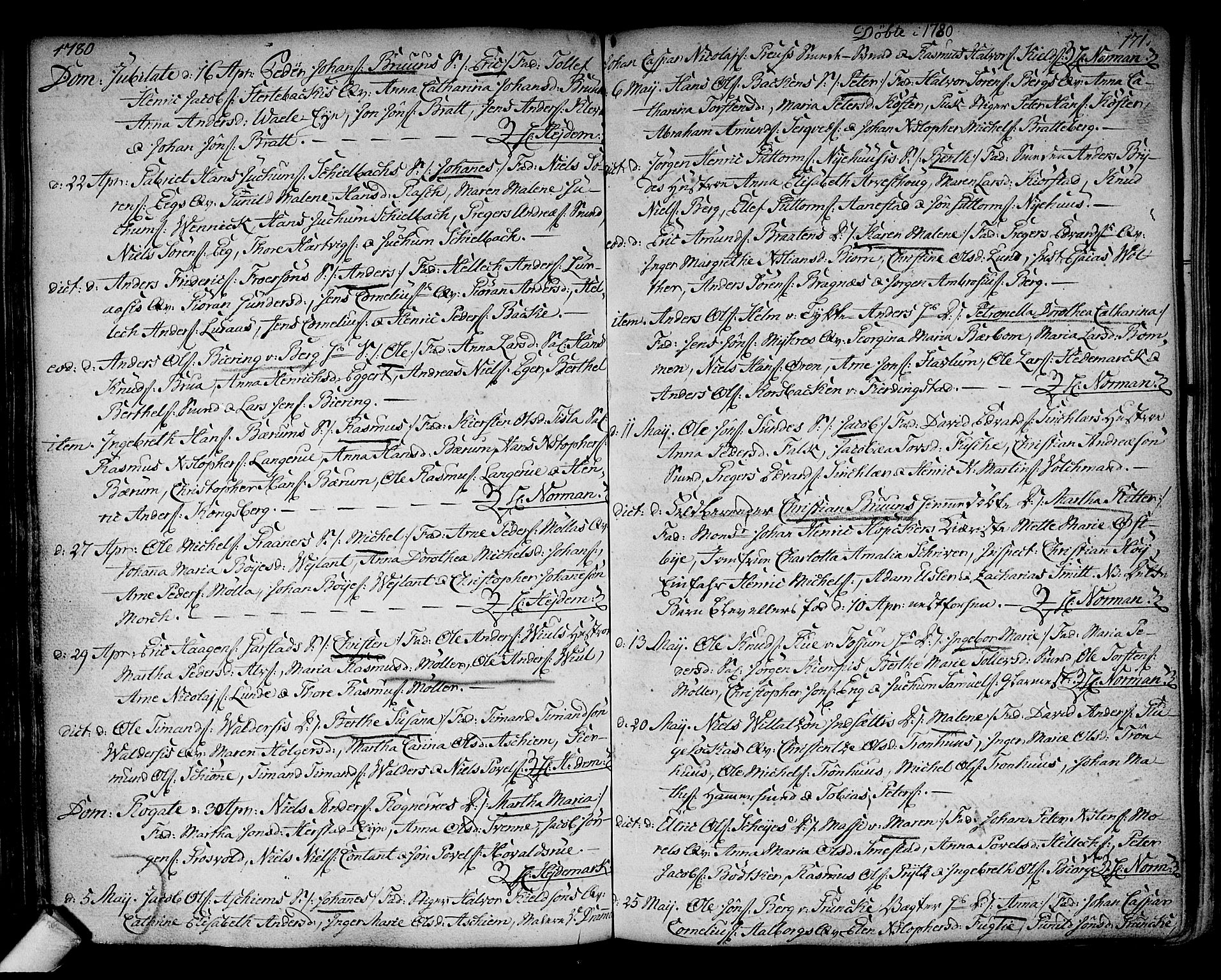 Kongsberg kirkebøker, SAKO/A-22/F/Fa/L0005: Parish register (official) no. I 5, 1769-1782, p. 171