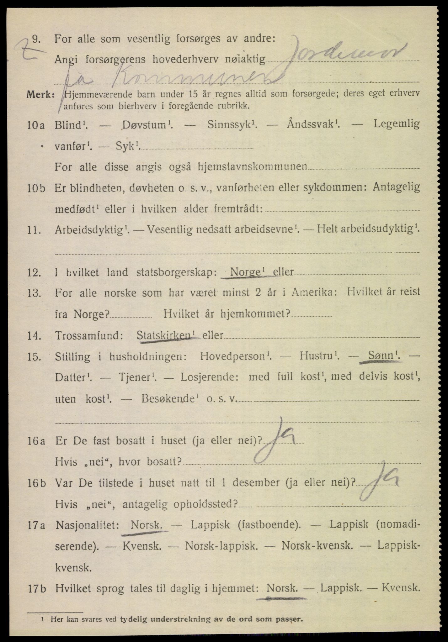 SAT, 1920 census for Steigen, 1920, p. 2741