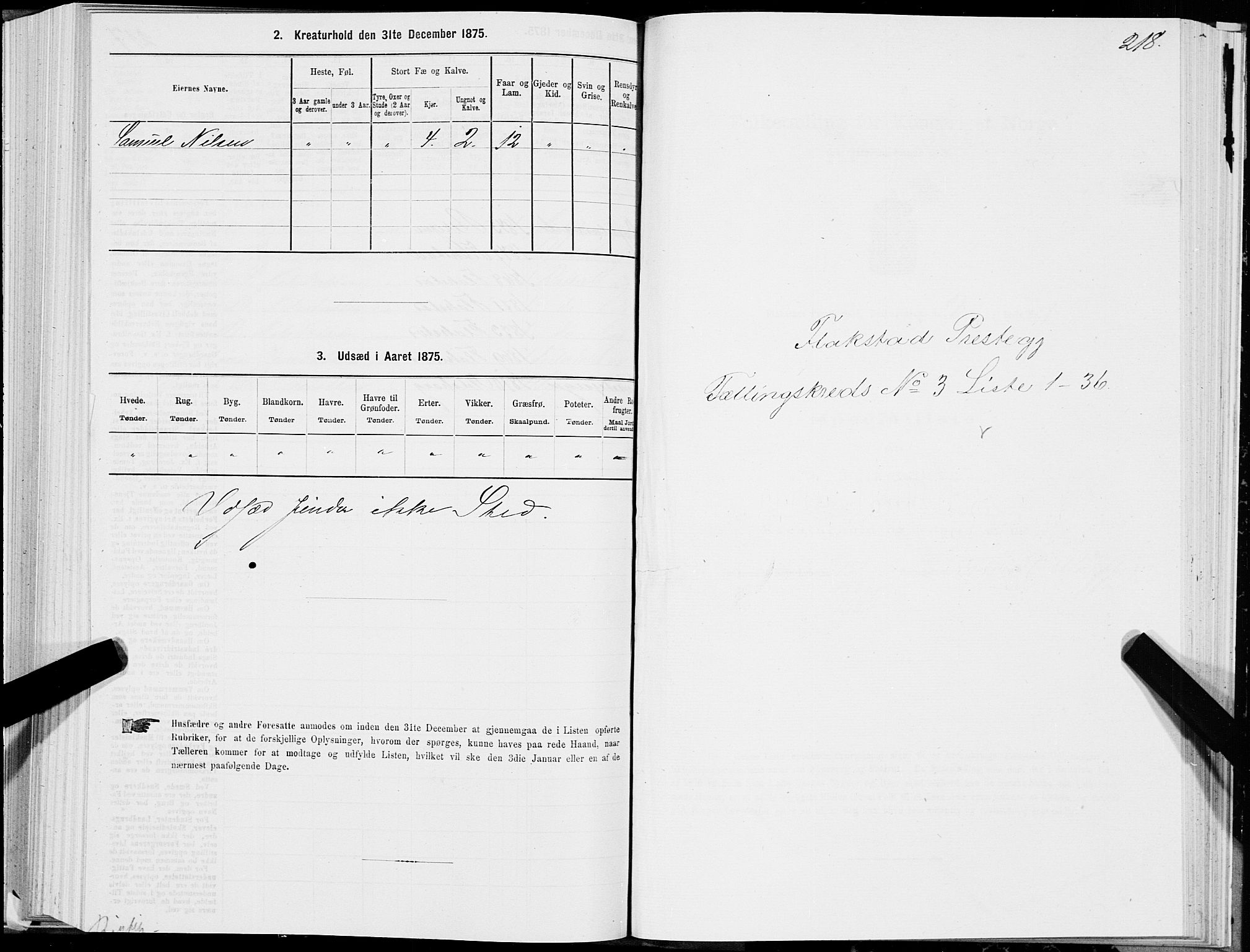 SAT, 1875 census for 1859P Flakstad, 1875, p. 1218