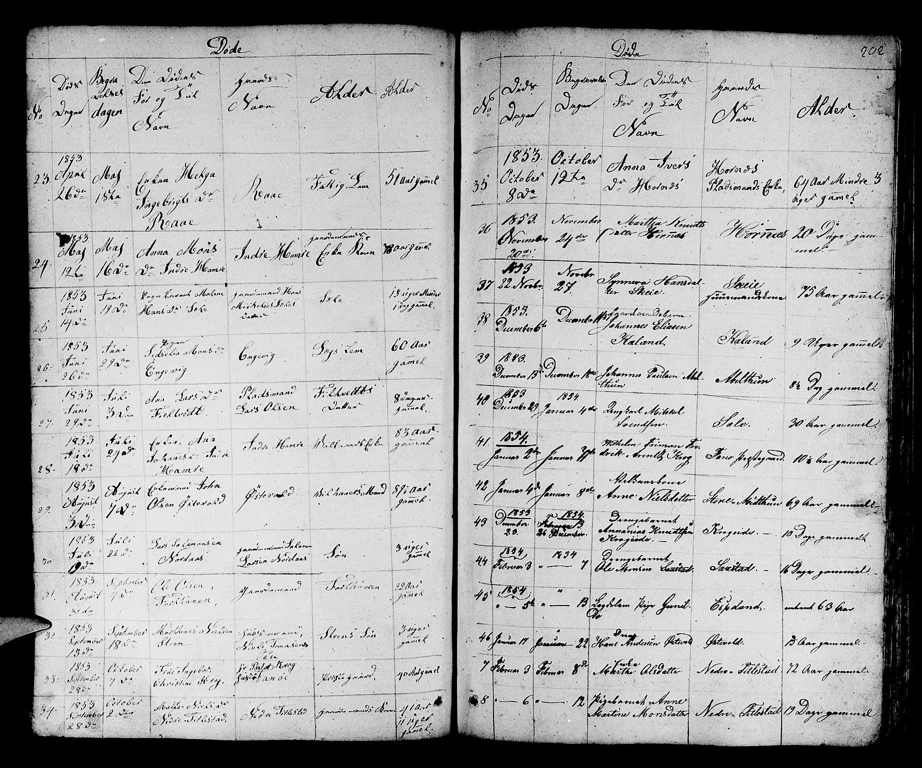 Fana Sokneprestembete, SAB/A-75101/H/Hab/Habb/L0001: Parish register (copy) no. B 1, 1837-1855, p. 202