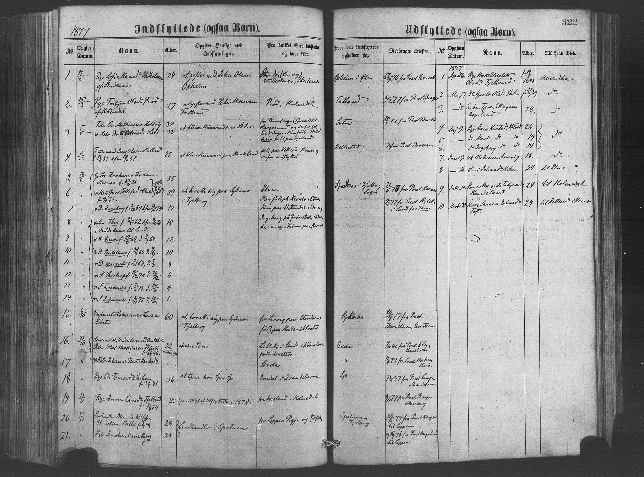 Fjelberg sokneprestembete, SAB/A-75201/H/Haa: Parish register (official) no. A 8, 1866-1879, p. 322