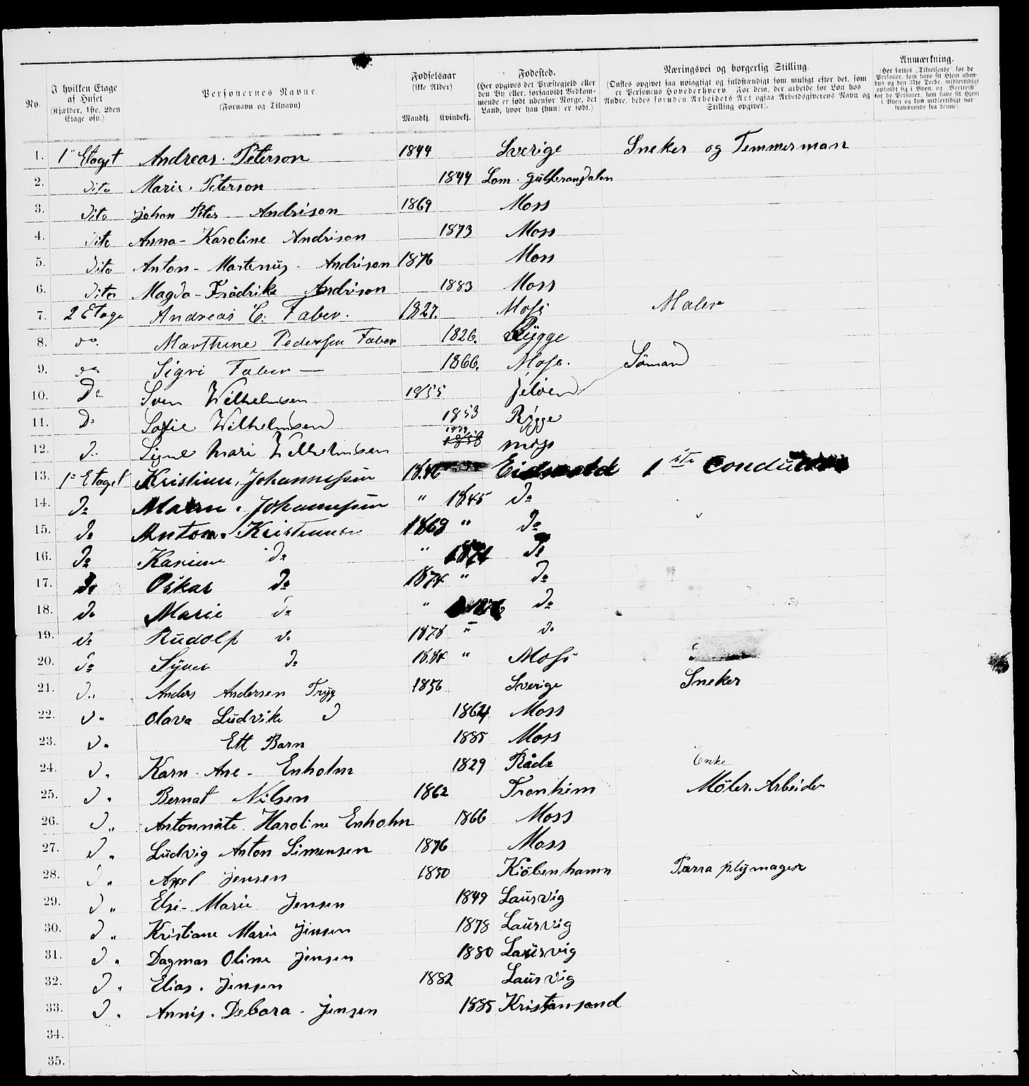 RA, 1885 census for 0104 Moss, 1885, p. 239