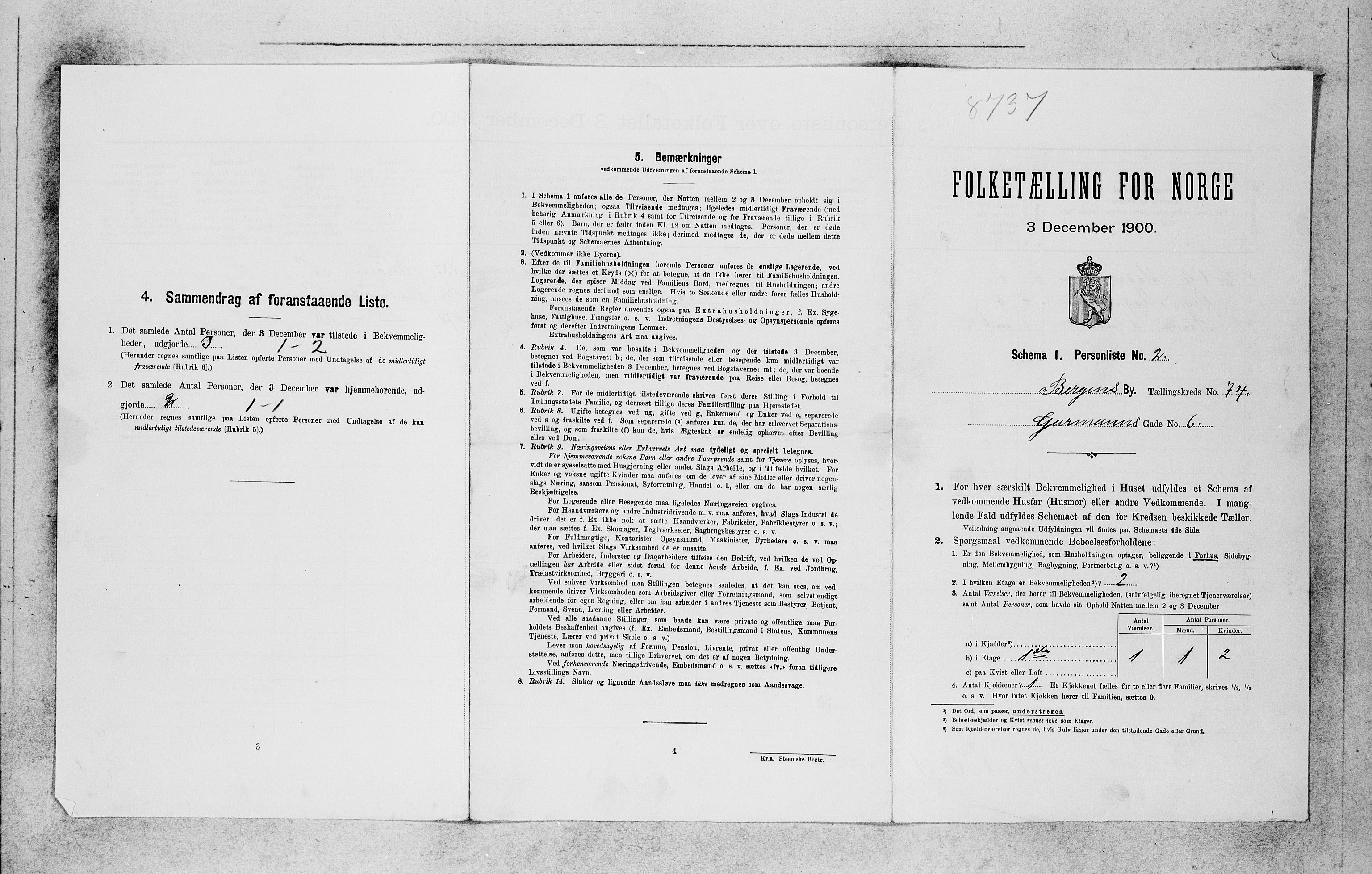 SAB, 1900 census for Bergen, 1900, p. 15287