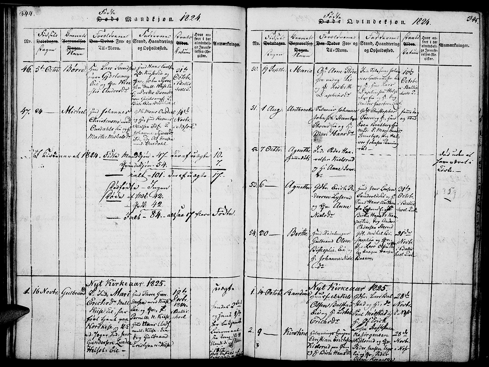 Nes prestekontor, Hedmark, SAH/PREST-020/K/Ka/L0002: Parish register (official) no. 2, 1813-1827, p. 344-345