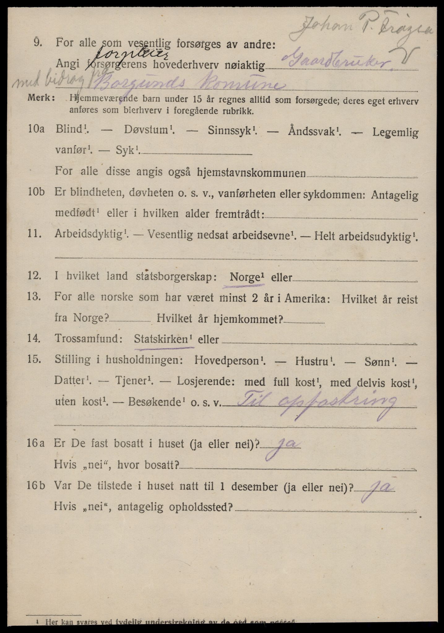 SAT, 1920 census for Sunnylven, 1920, p. 1891