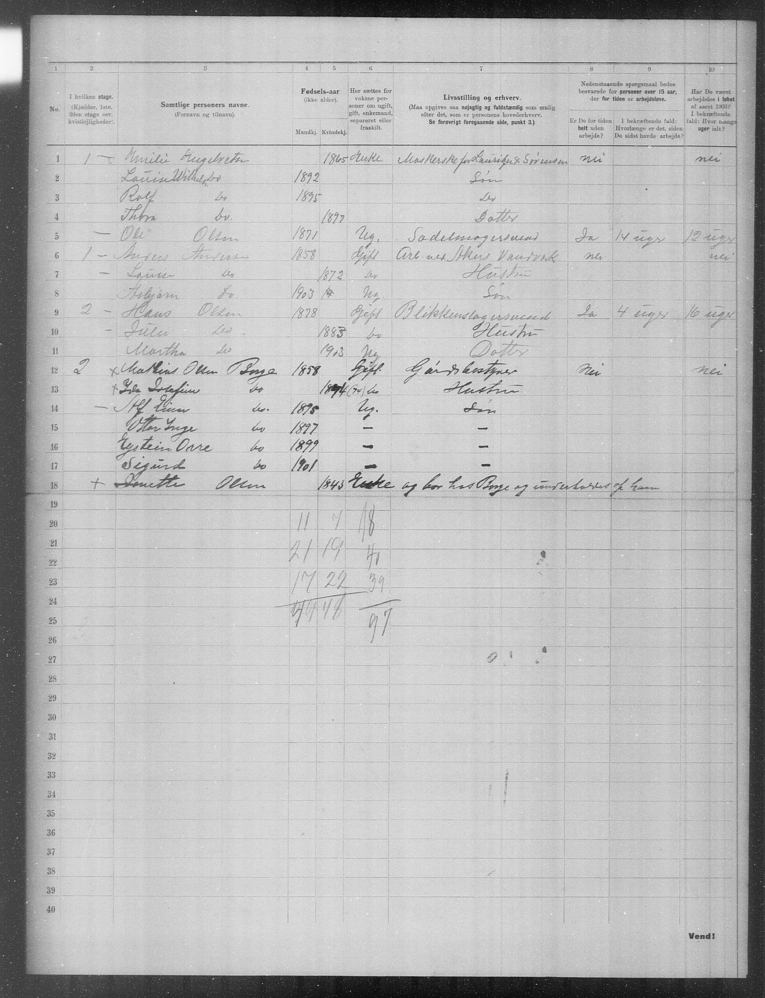 OBA, Municipal Census 1903 for Kristiania, 1903, p. 20754