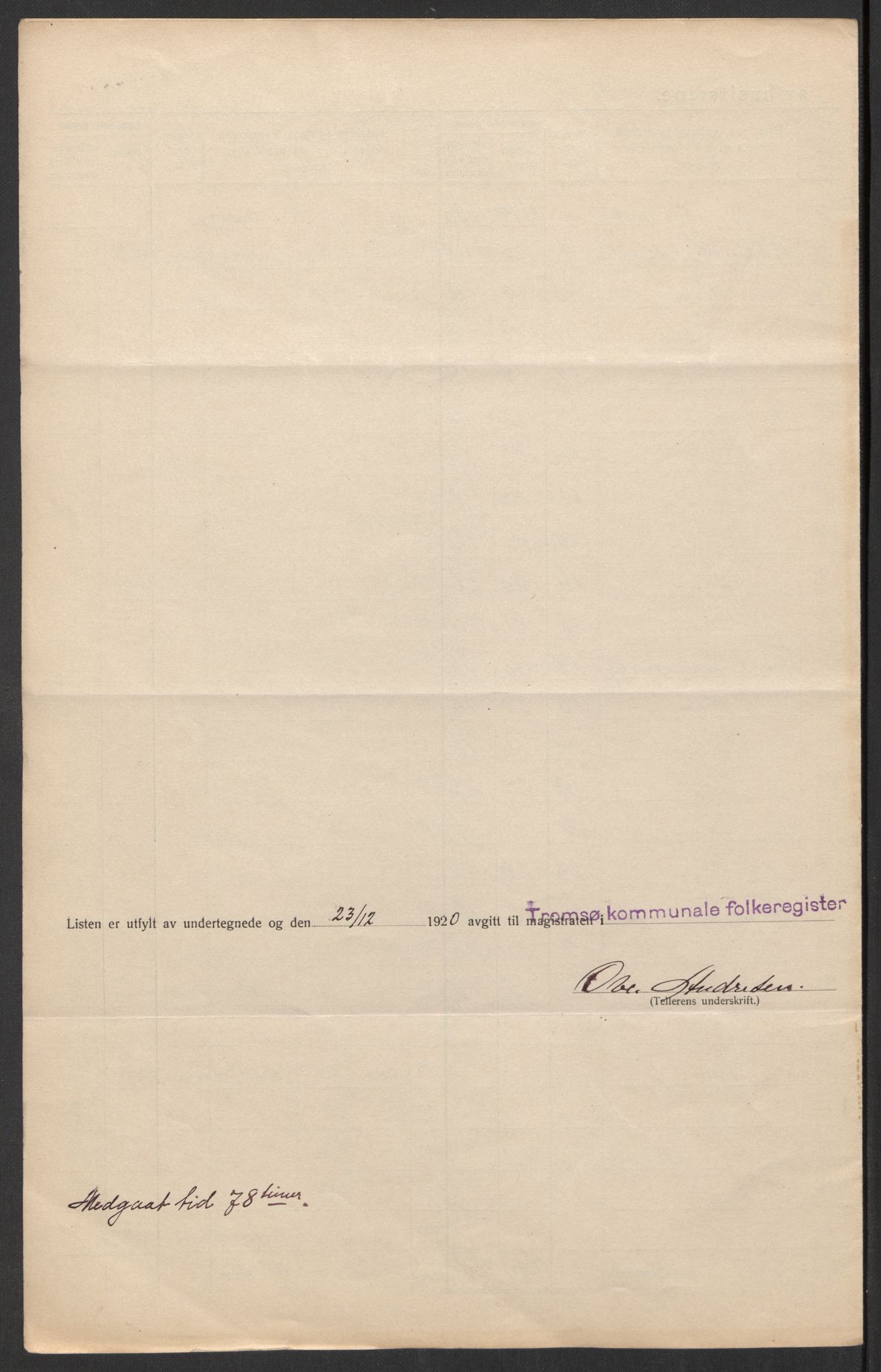 SATØ, 1920 census for Tromsø, 1920, p. 46