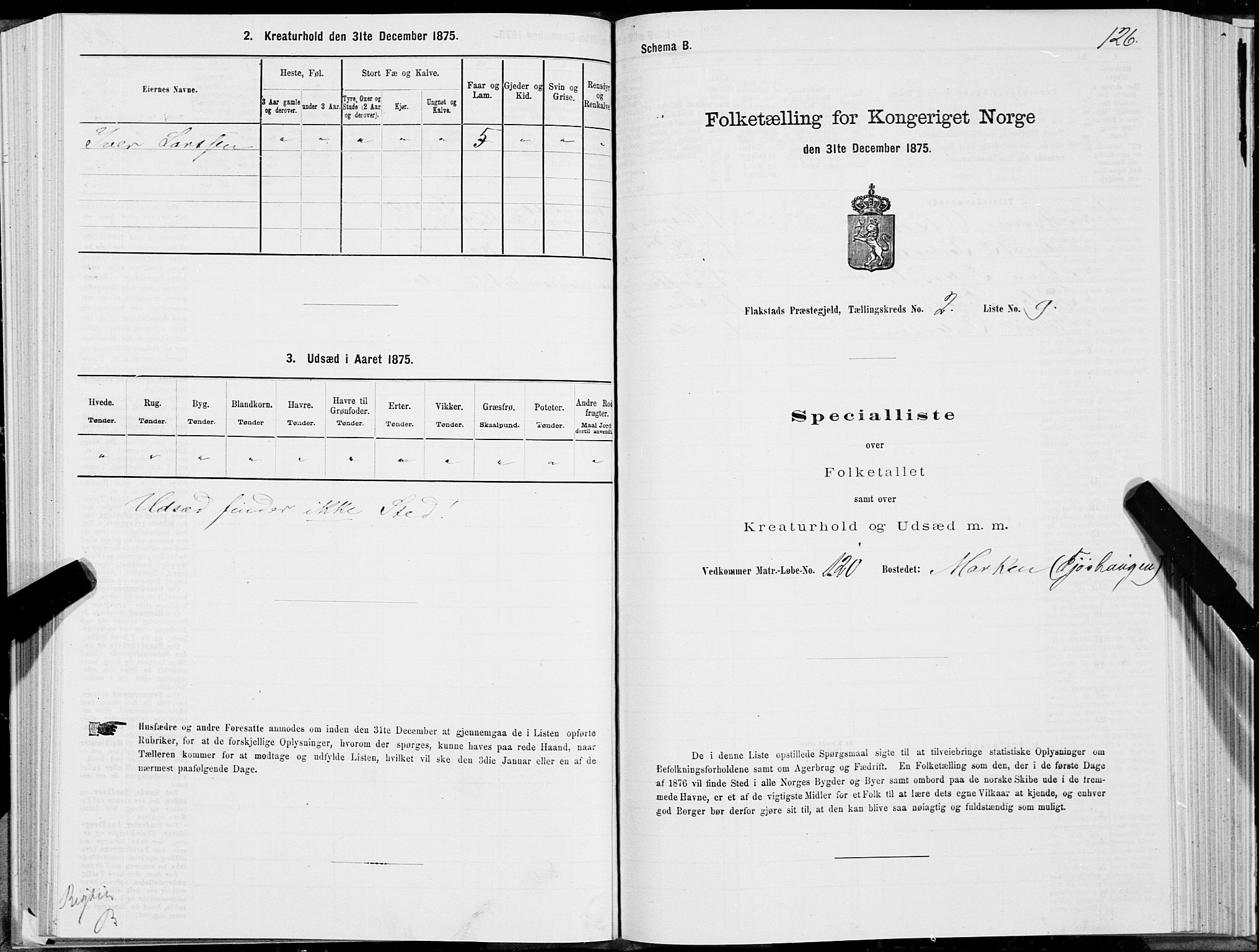 SAT, 1875 census for 1859P Flakstad, 1875, p. 1126