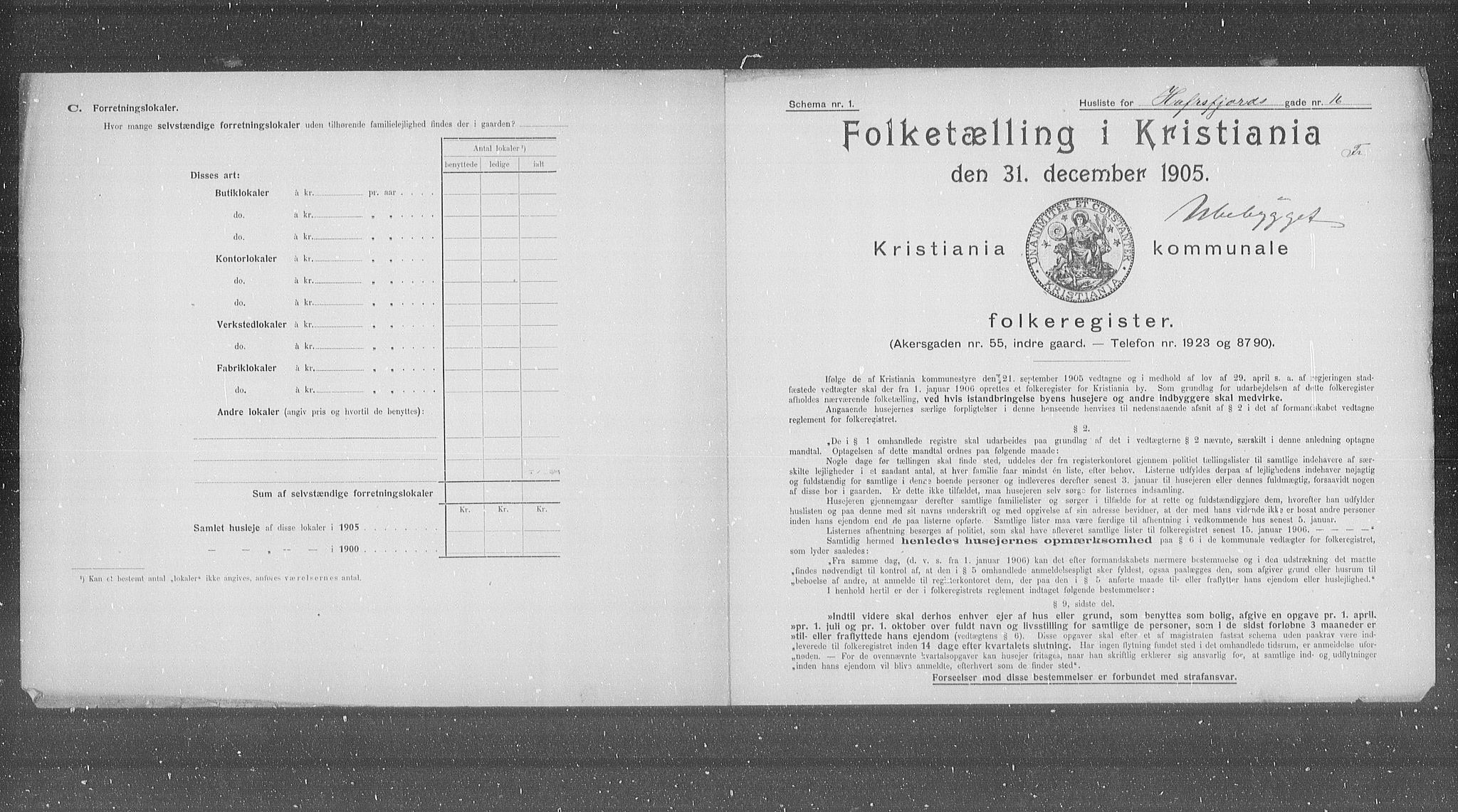OBA, Municipal Census 1905 for Kristiania, 1905, p. 18844