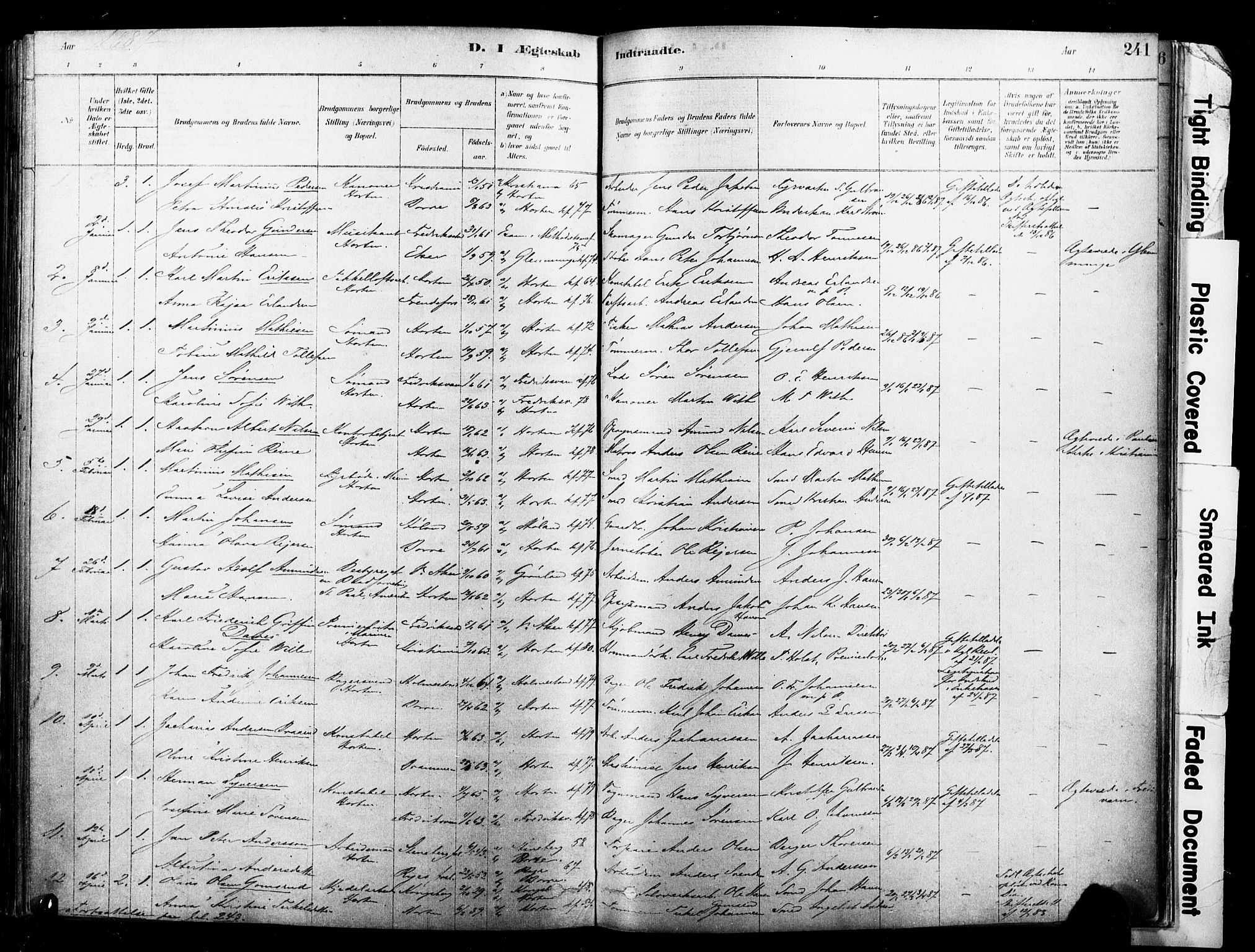 Horten kirkebøker, SAKO/A-348/F/Fa/L0003: Parish register (official) no. 3, 1878-1887, p. 241
