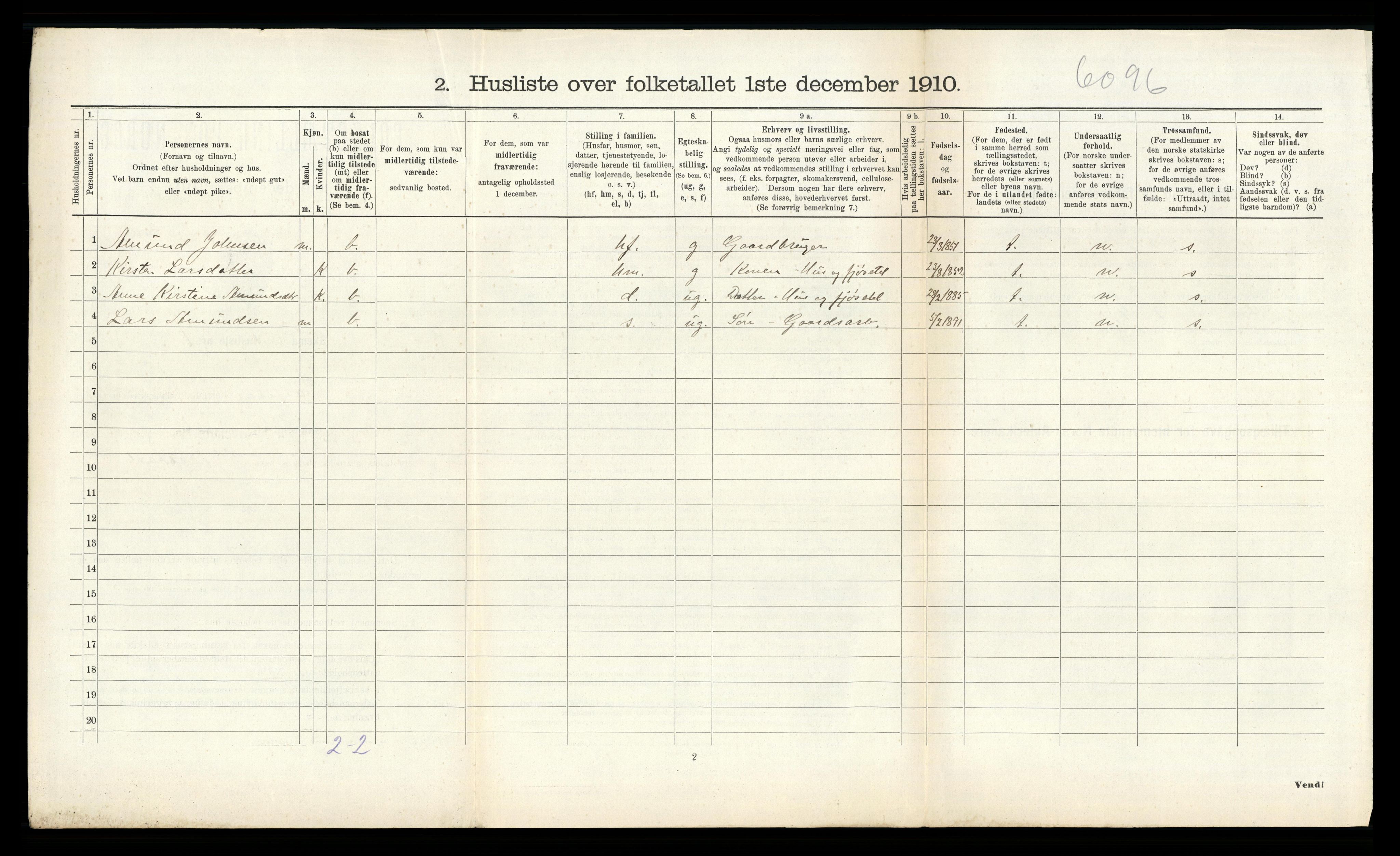 RA, 1910 census for Bamble, 1910, p. 883