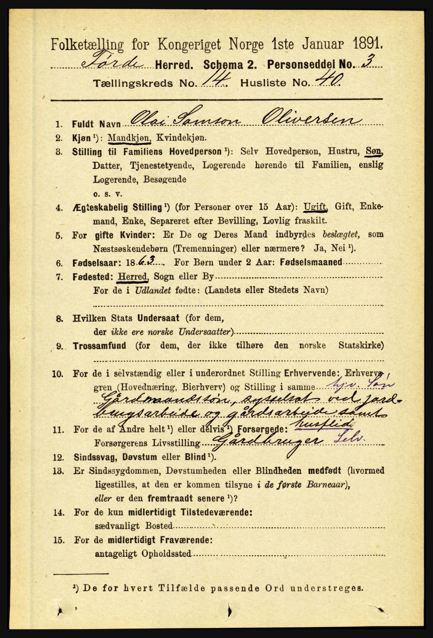 RA, 1891 census for 1432 Førde, 1891, p. 5374