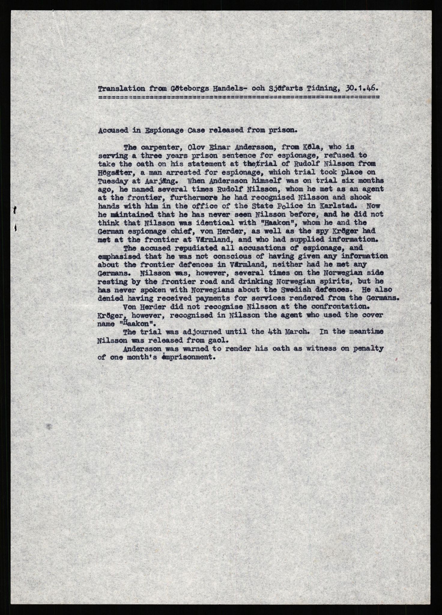 Forsvaret, Forsvarets overkommando II, AV/RA-RAFA-3915/D/Db/L0018: CI Questionaires. Tyske okkupasjonsstyrker i Norge. Tyskere., 1945-1946, p. 419