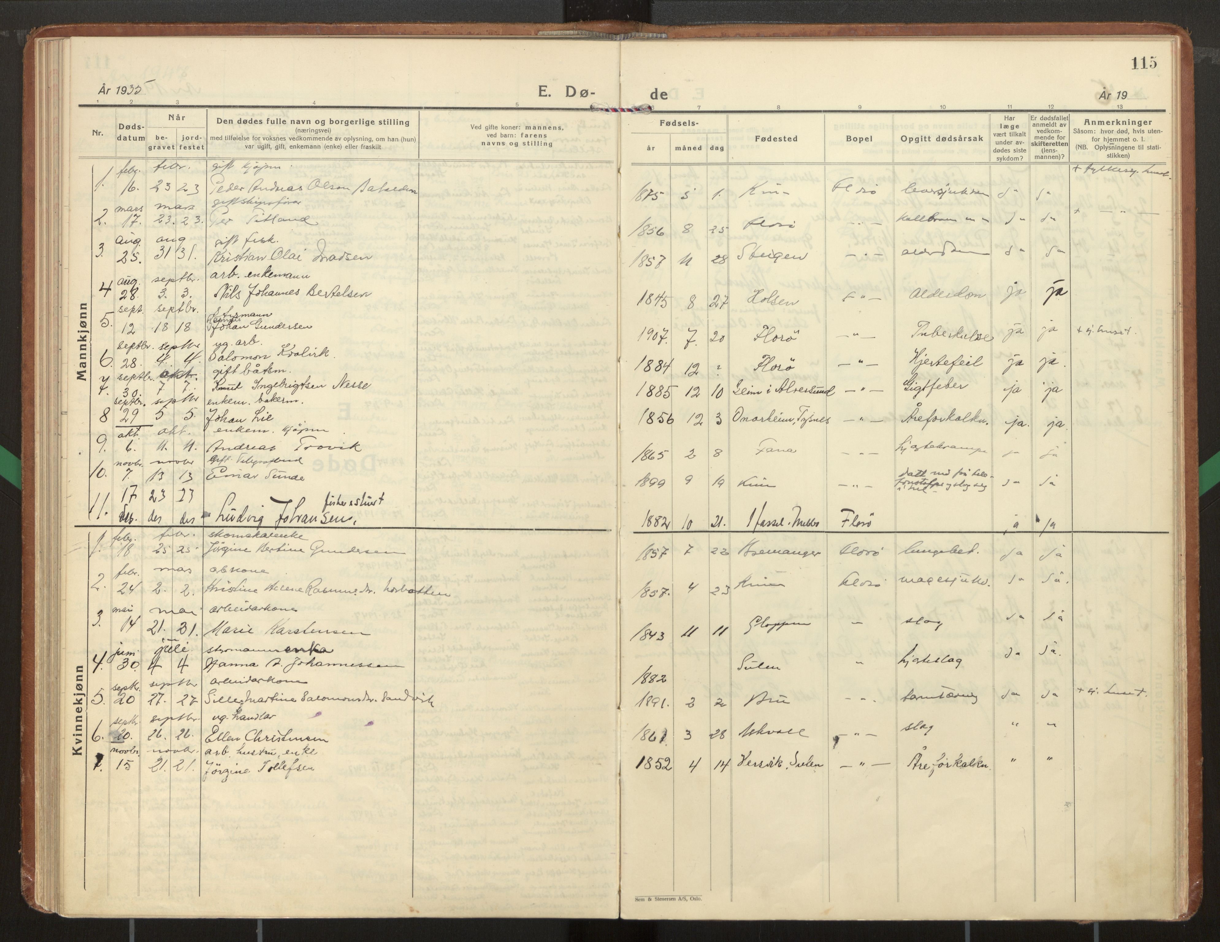 Kinn sokneprestembete, SAB/A-80801/H/Haa/Haac/L0004: Parish register (official) no. C 4, 1935-1947, p. 115