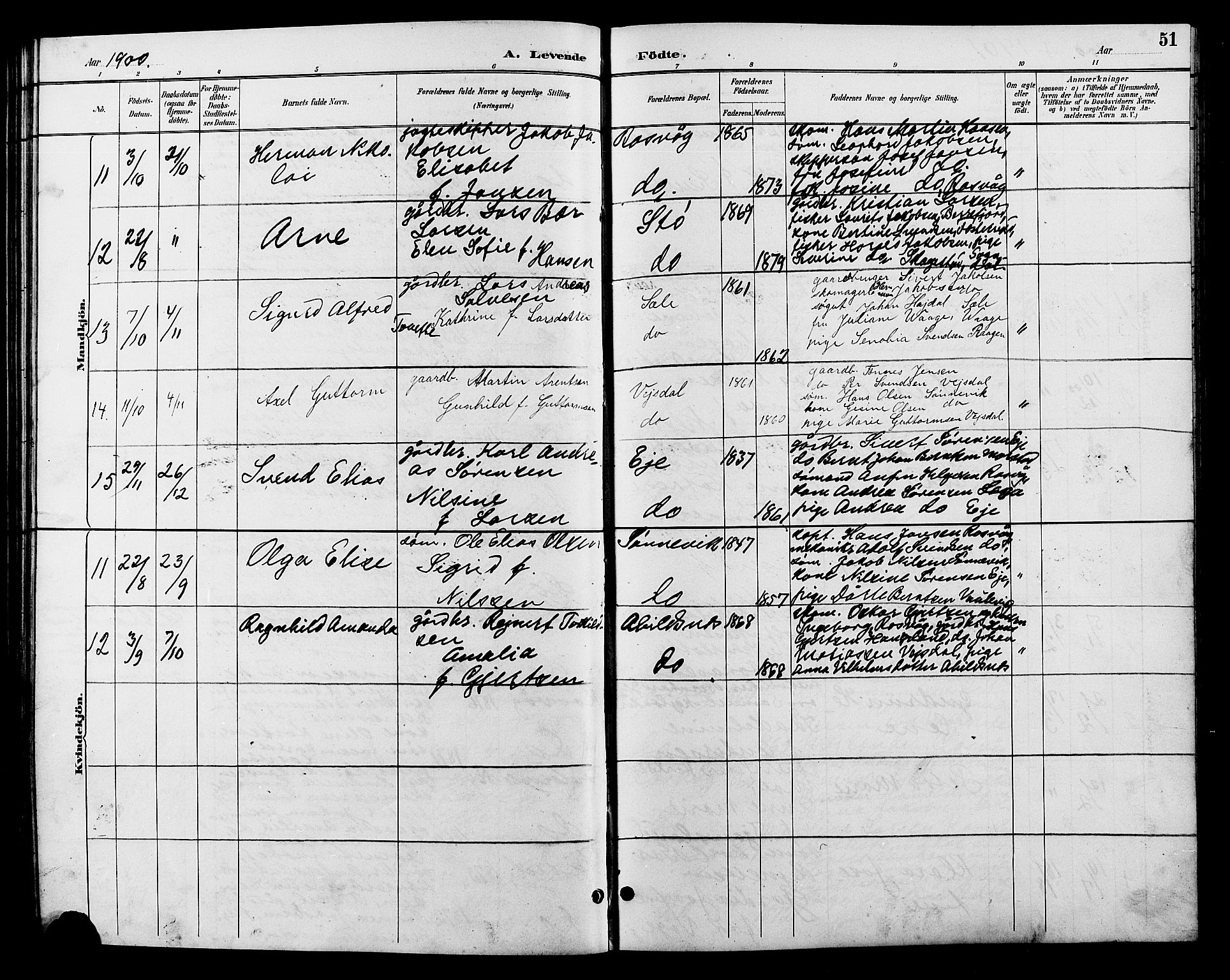 Flekkefjord sokneprestkontor, AV/SAK-1111-0012/F/Fb/Fbb/L0004: Parish register (copy) no. B 4, 1889-1907, p. 51