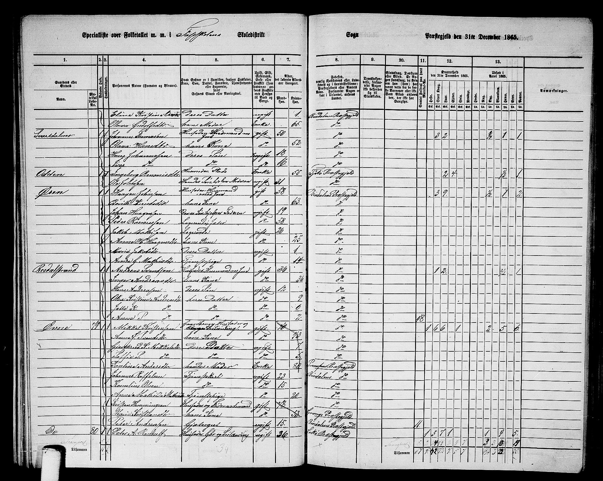 RA, 1865 census for Bindal, 1865, p. 24