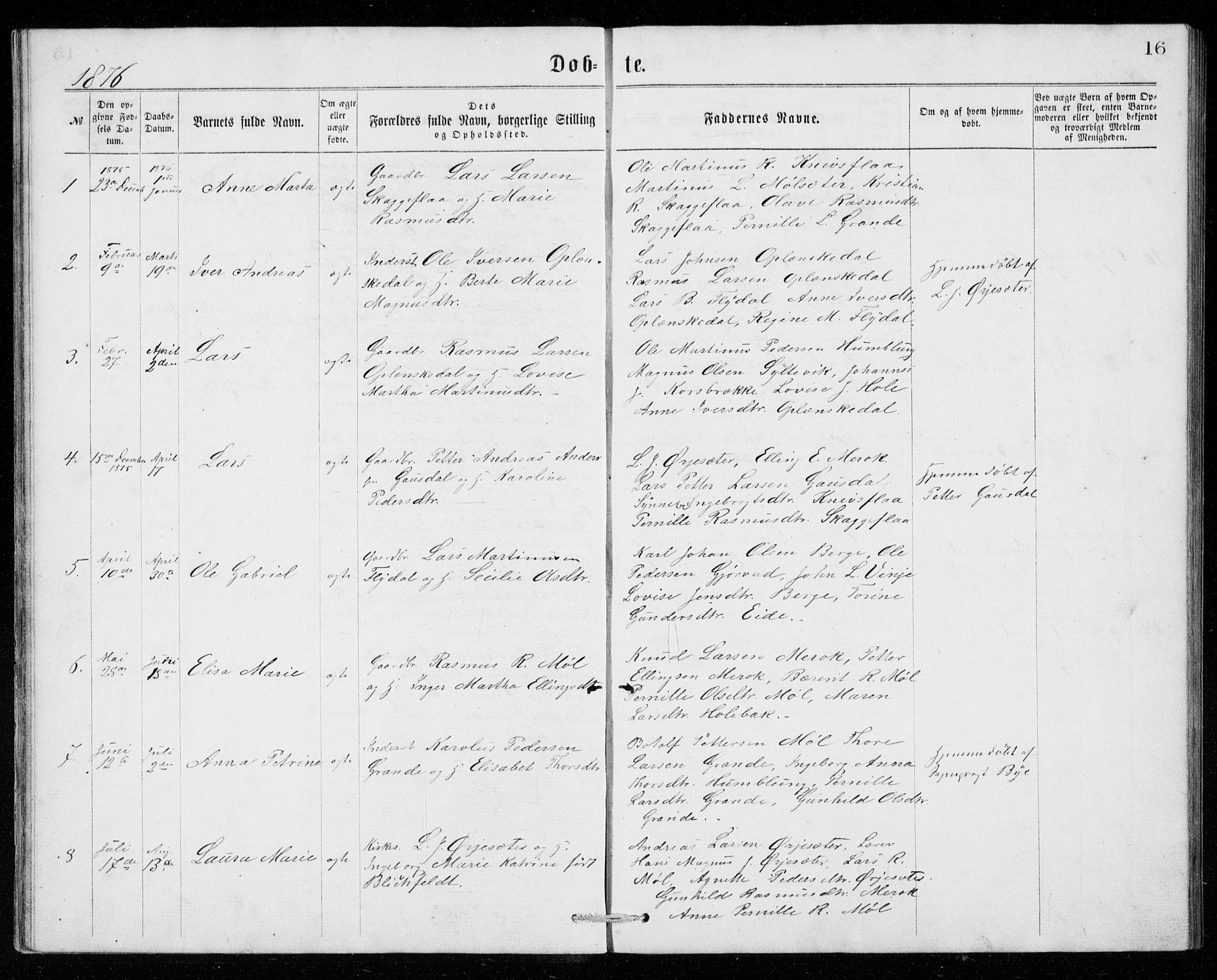 Ministerialprotokoller, klokkerbøker og fødselsregistre - Møre og Romsdal, SAT/A-1454/518/L0235: Parish register (copy) no. 518C02, 1867-1888, p. 16