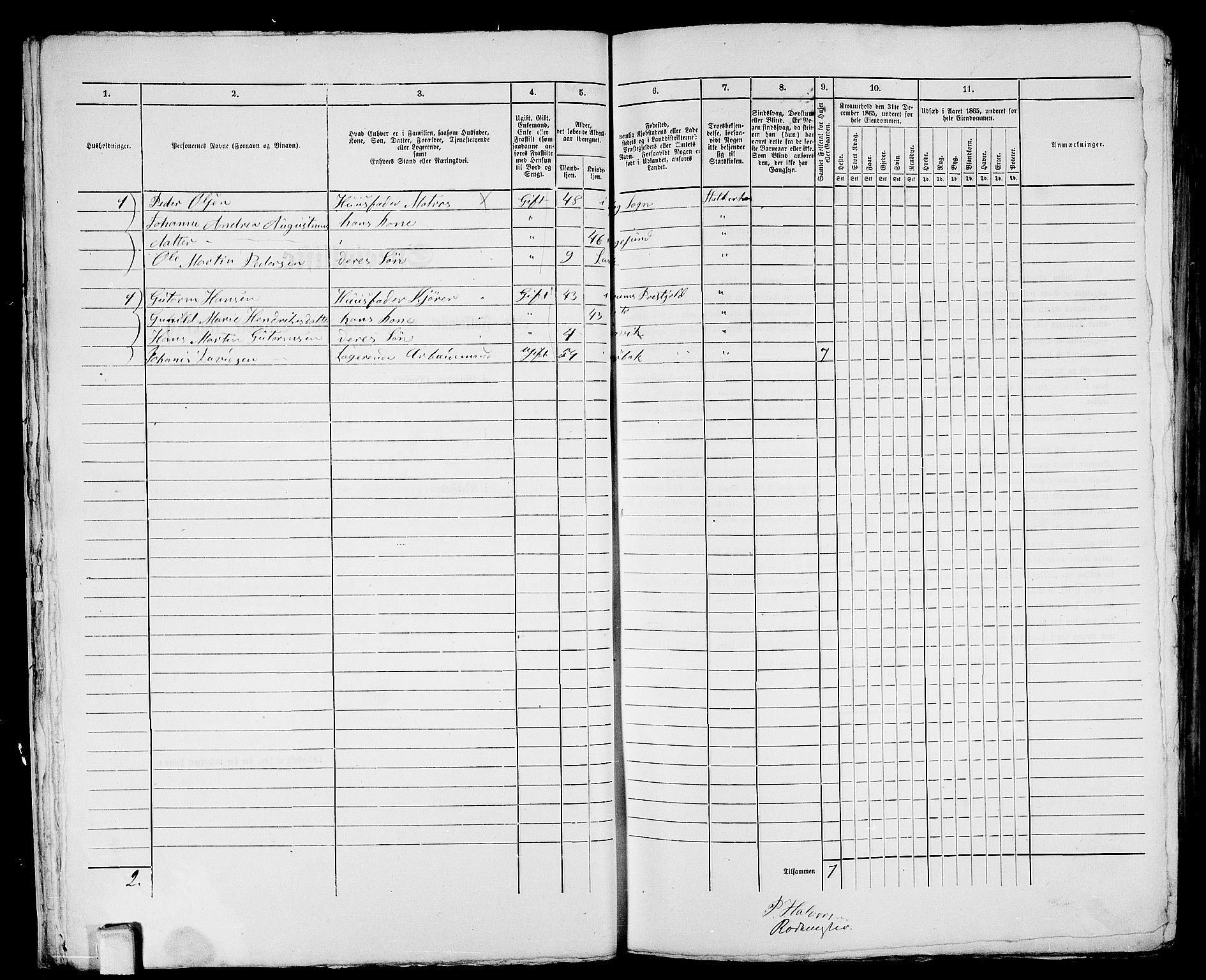 RA, 1865 census for Larvik, 1865, p. 690