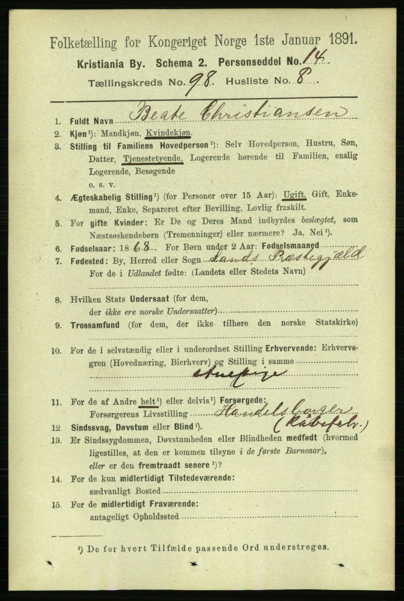 RA, 1891 census for 0301 Kristiania, 1891, p. 47894
